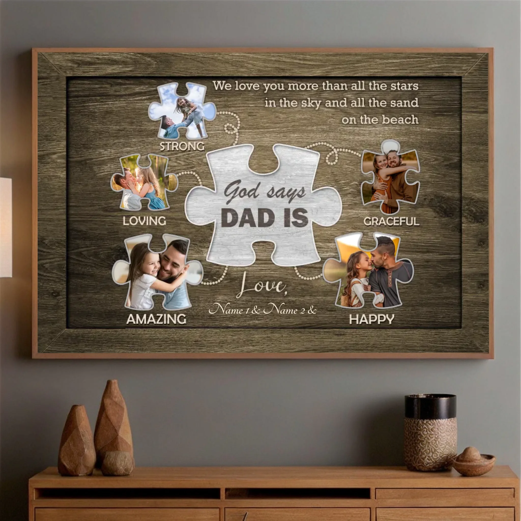 Personalized Poster for Dad – Eternal Love Beneath Stars and Sand - 89Prints