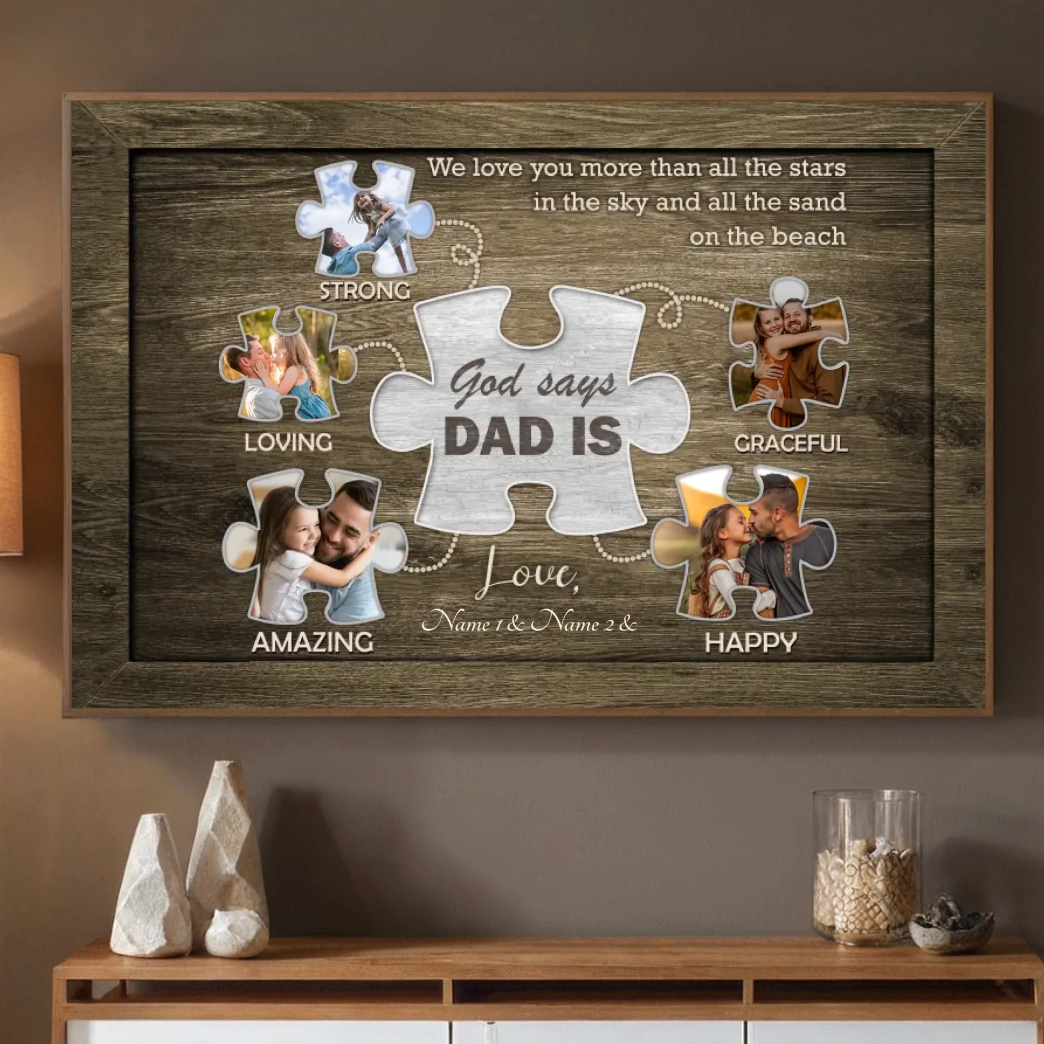 Personalized Poster for Dad – Eternal Love Beneath Stars and Sand - 89Prints