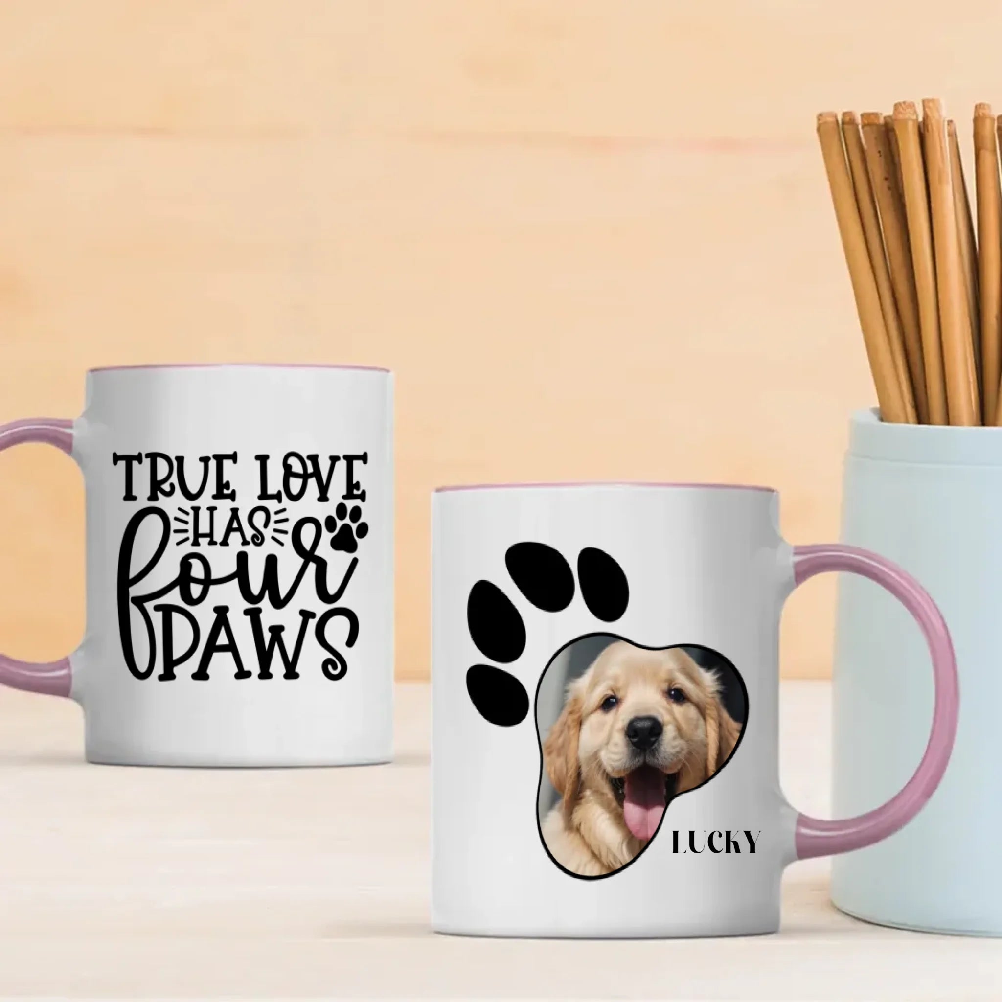True Love Has Four Paws Mug – Fun Personalized Gift Featuring Your Playful Pup – 89Prints