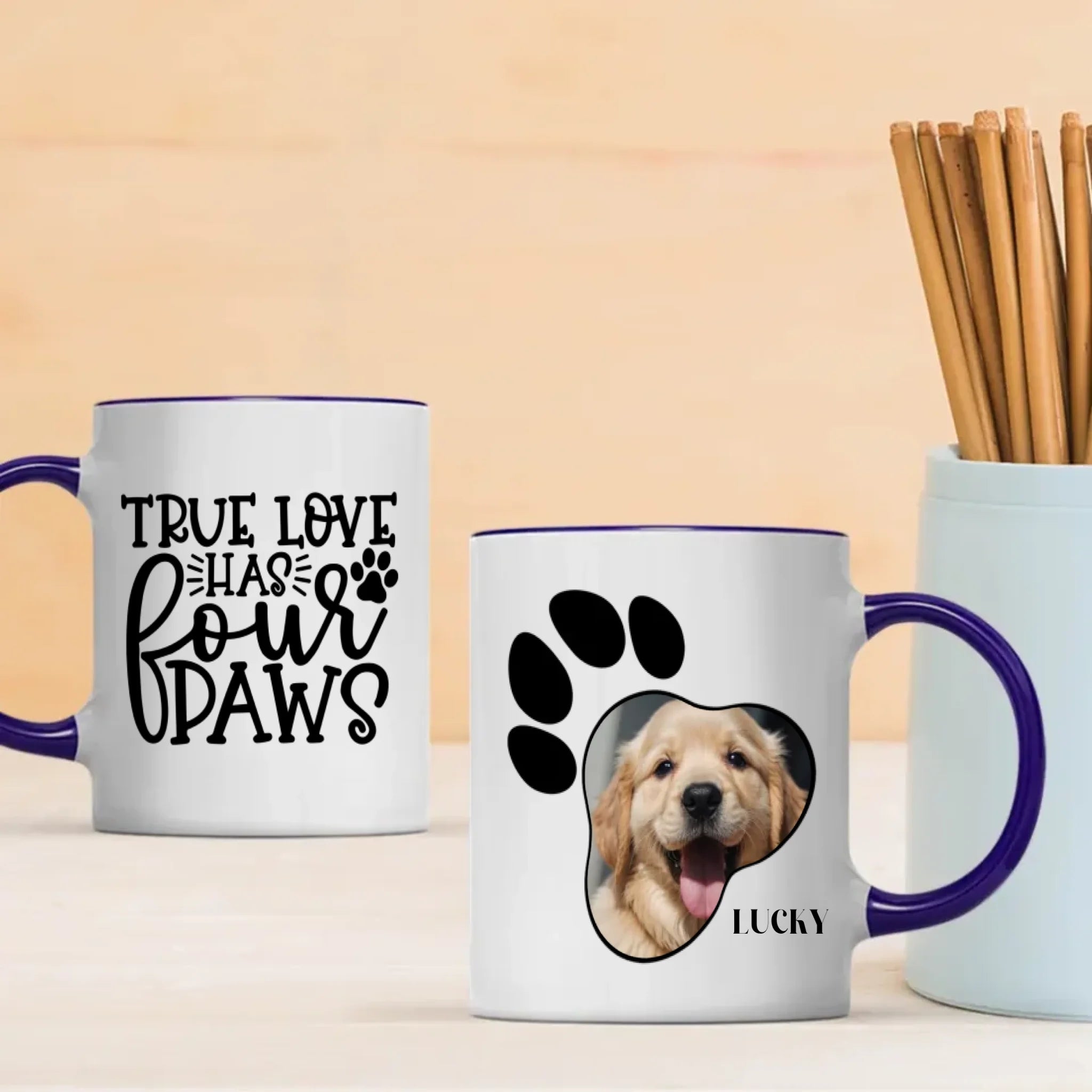 True Love Has Four Paws Mug – Fun Personalized Gift Featuring Your Playful Pup – 89Prints
