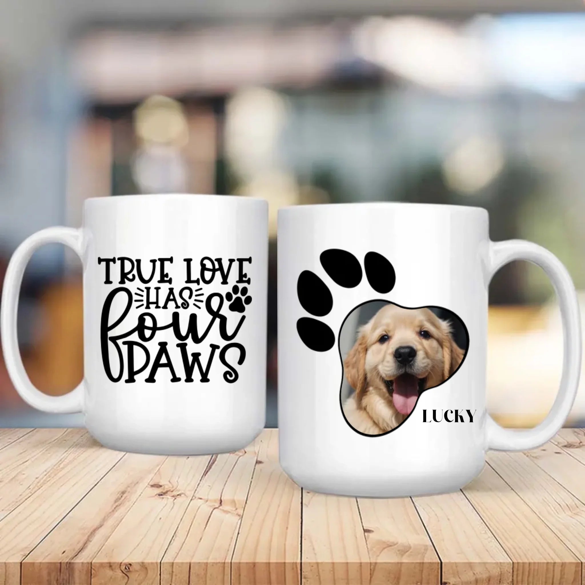 True Love Has Four Paws Mug – Fun Personalized Gift Featuring Your Playful Pup – 89Prints