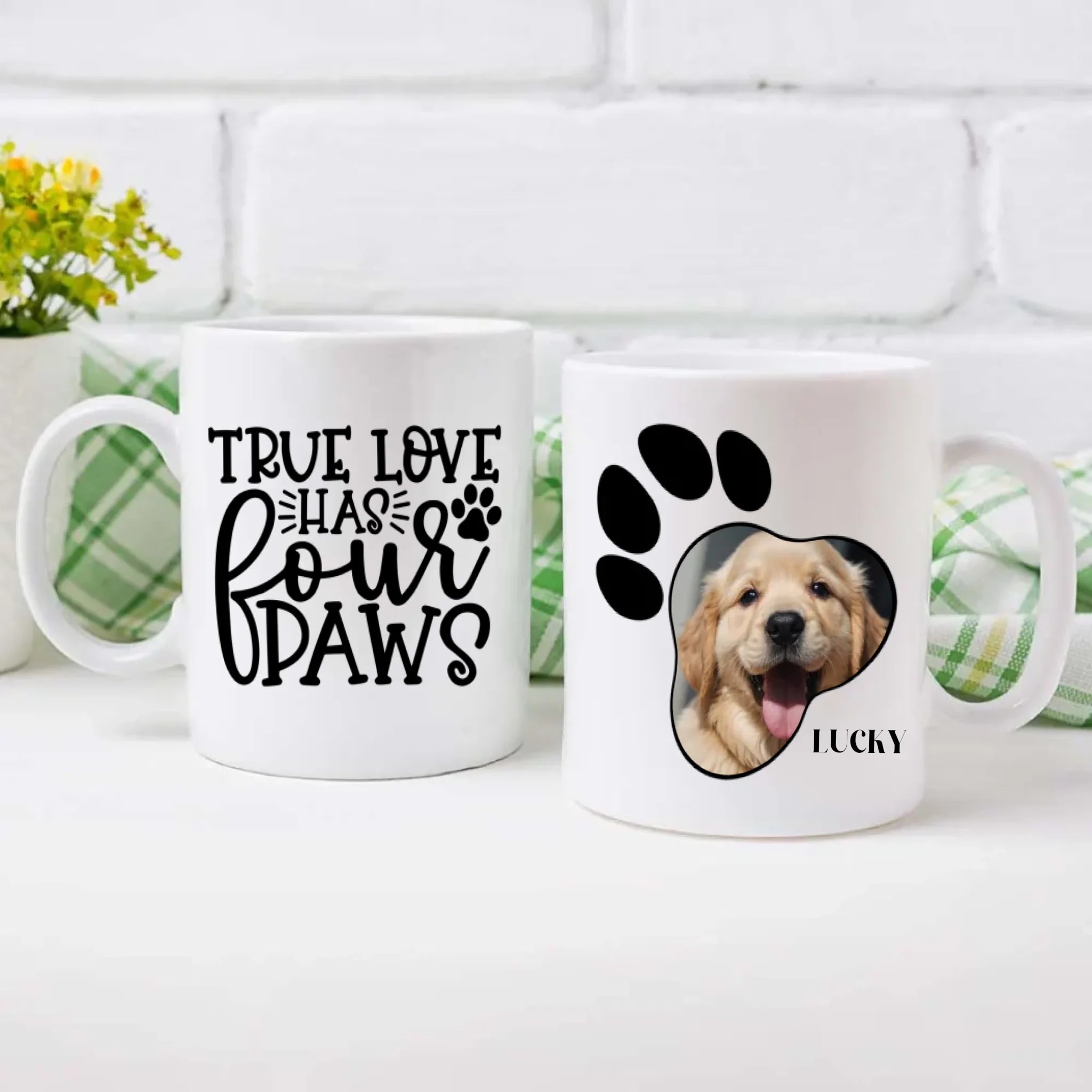 True Love Has Four Paws Mug – Fun Personalized Gift Featuring Your Playful Pup – 89Prints