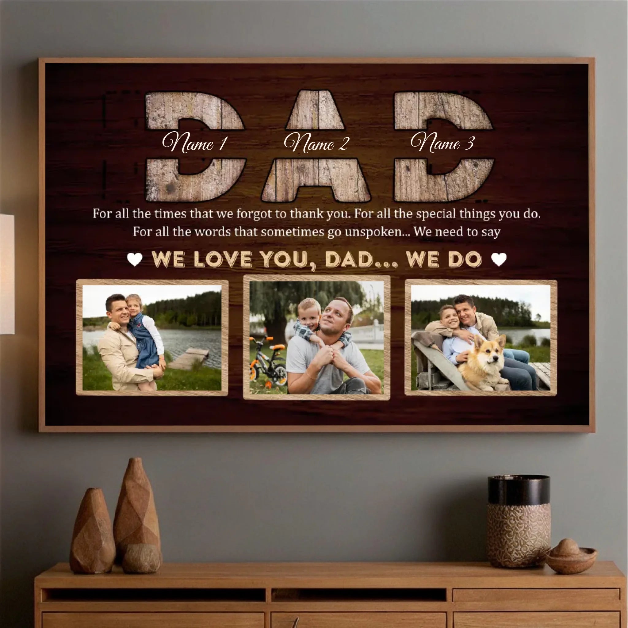 Custom We Love You Dad Poster – Family Photo and Name Personalized Gift - 89Prints