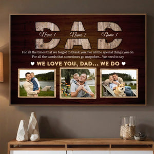 Custom We Love You Dad Poster – Family Photo and Name Personalized Gift - 89Prints