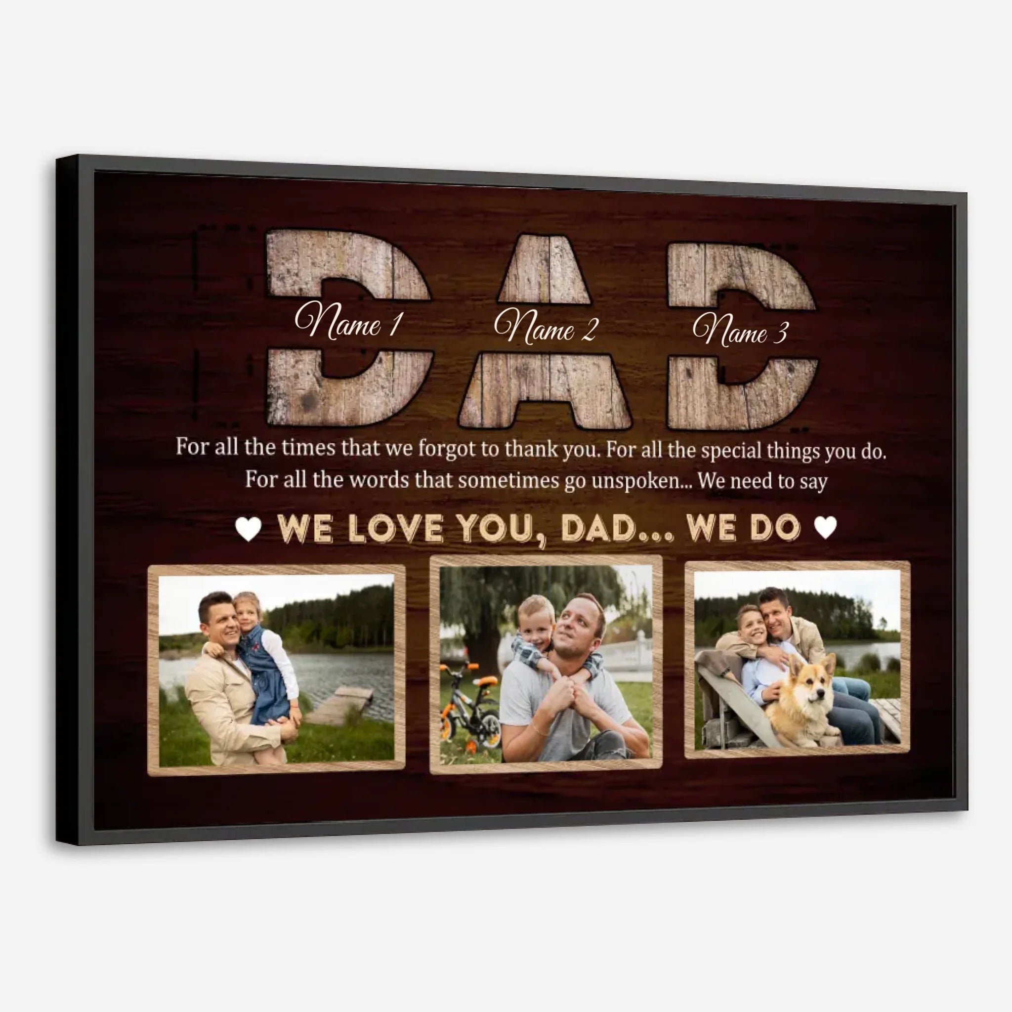 Custom We Love You Dad Poster – Family Photo and Name Personalized Gift - 89Prints