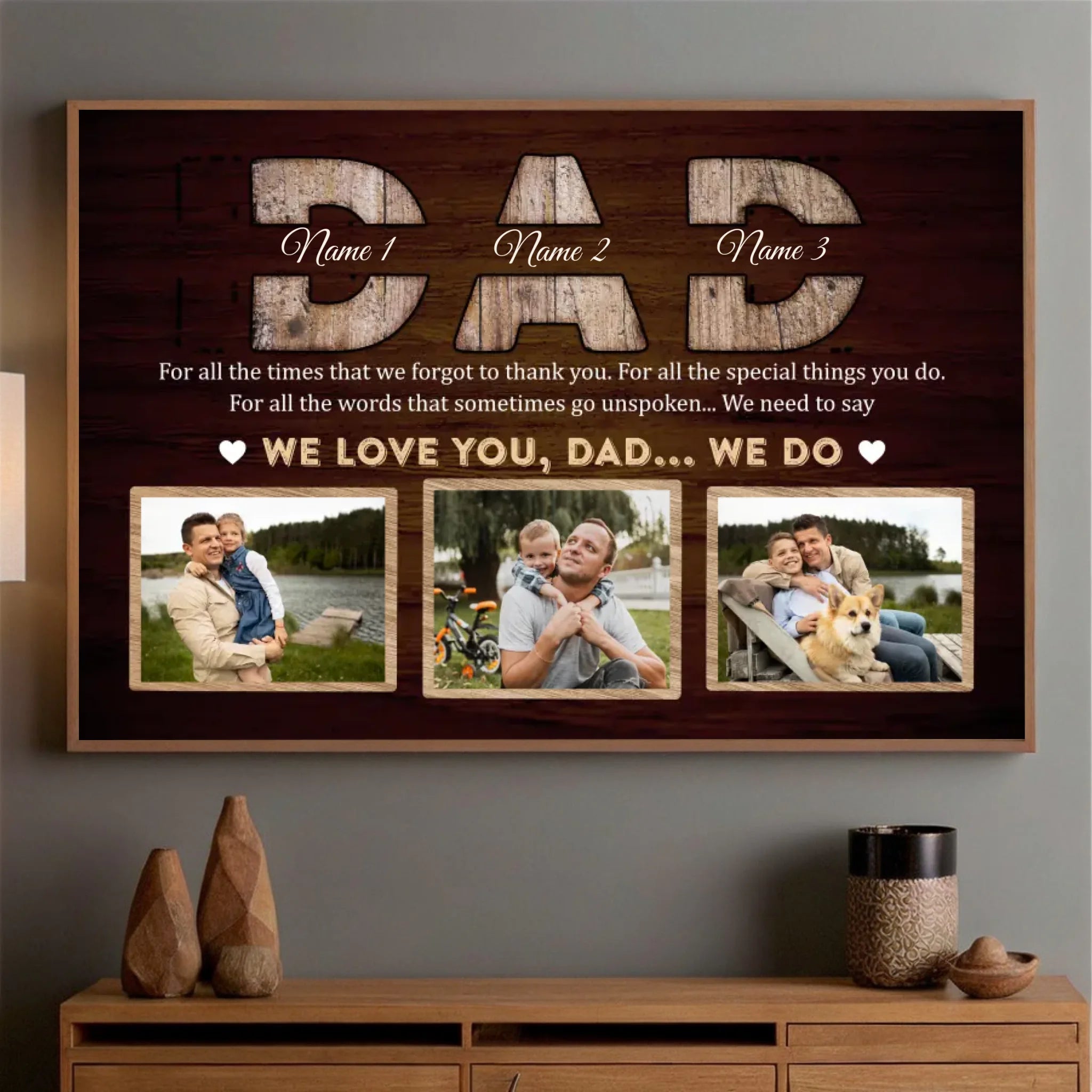 Custom We Love You Dad Poster – Family Photo and Name Personalized Gift - 89Prints