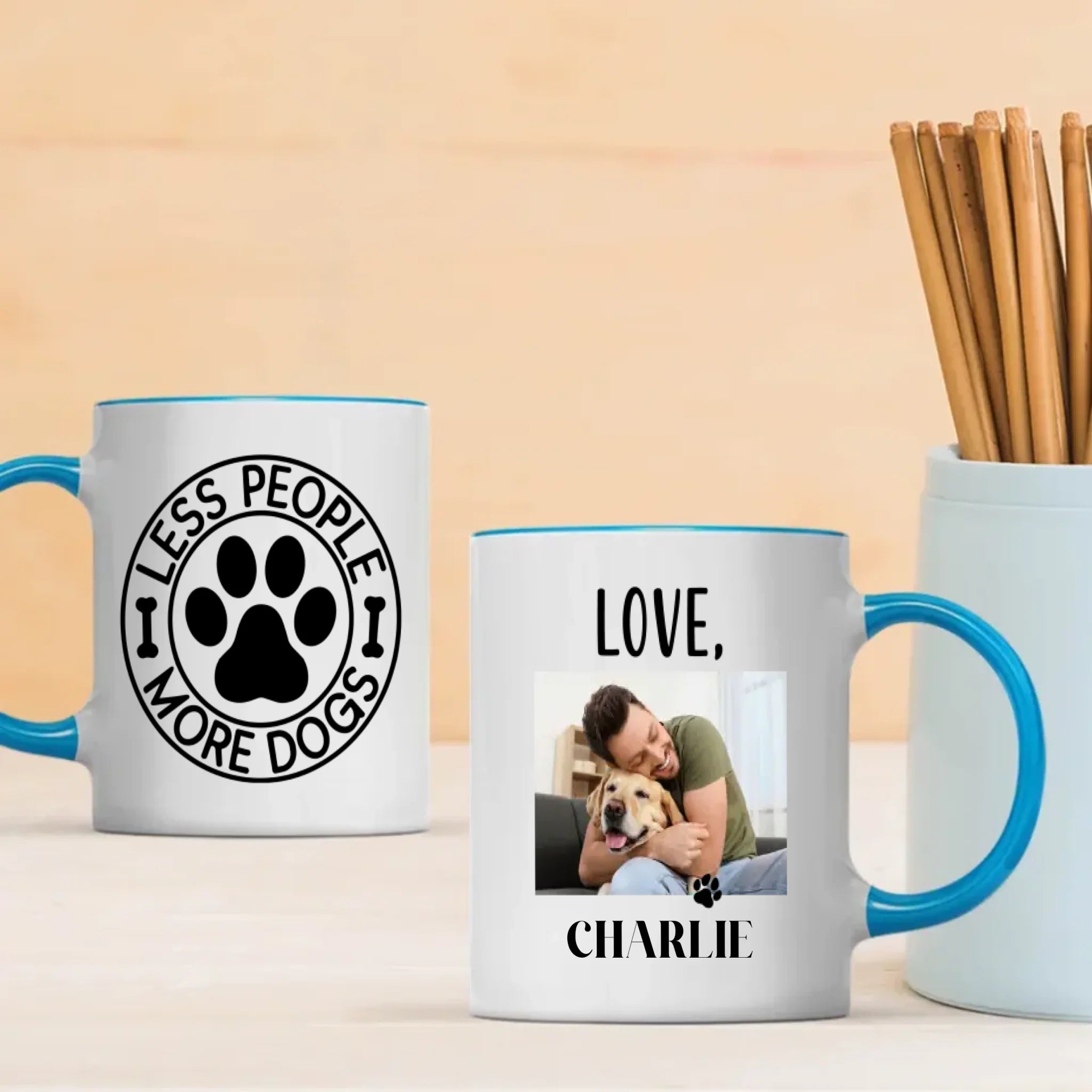 Less People More Dogs Custom Mug – Cute Personalized Mug with Your Pup’s Photo & Name – 89Prints