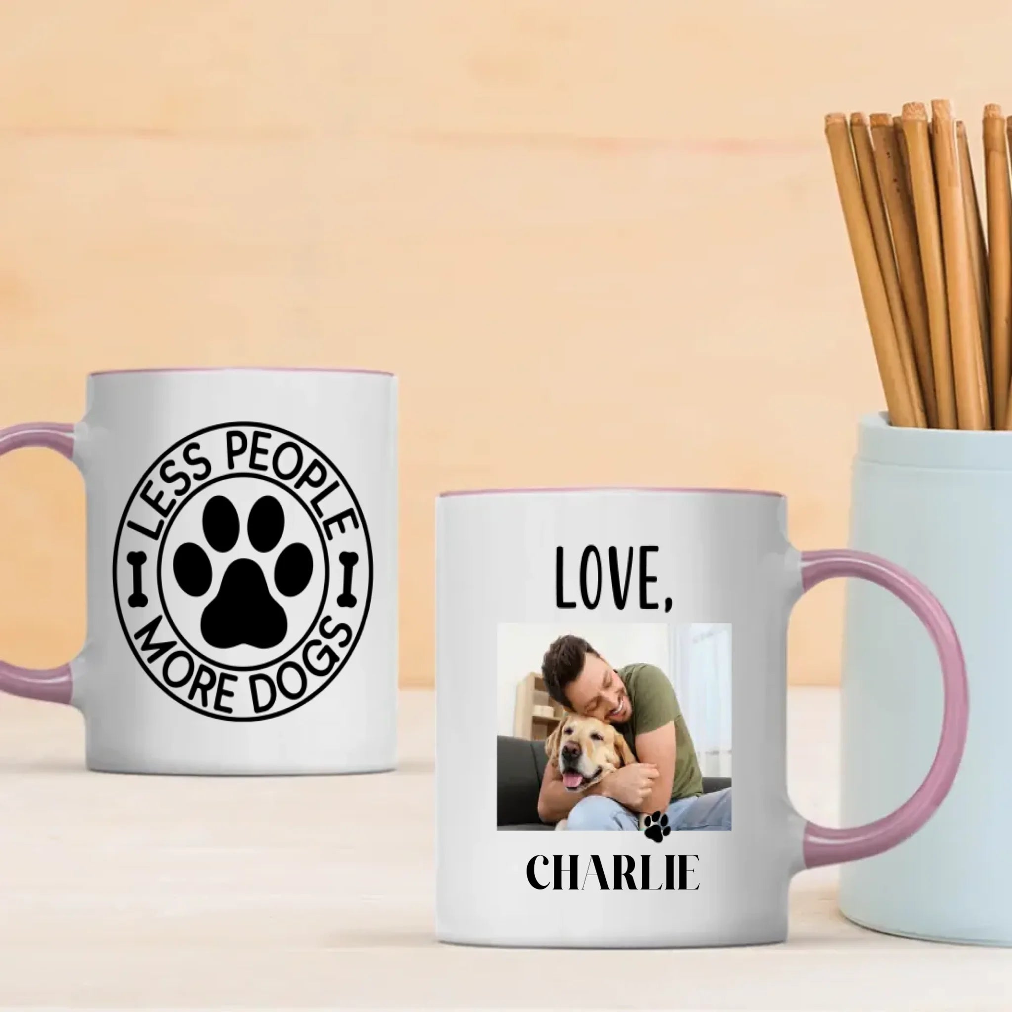 Less People More Dogs Custom Mug – Cute Personalized Mug with Your Pup’s Photo & Name – 89Prints