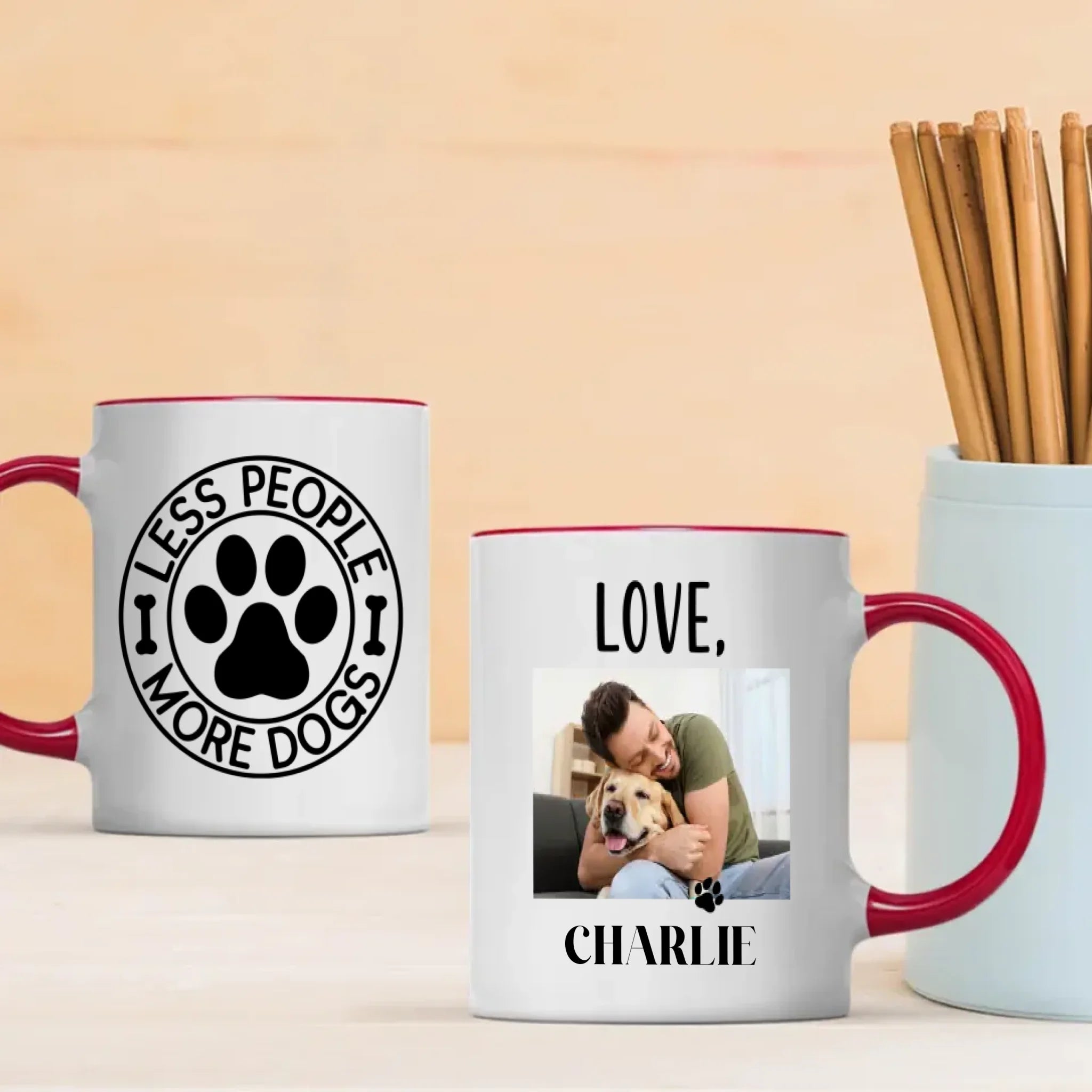 Less People More Dogs Custom Mug – Cute Personalized Mug with Your Pup’s Photo & Name – 89Prints
