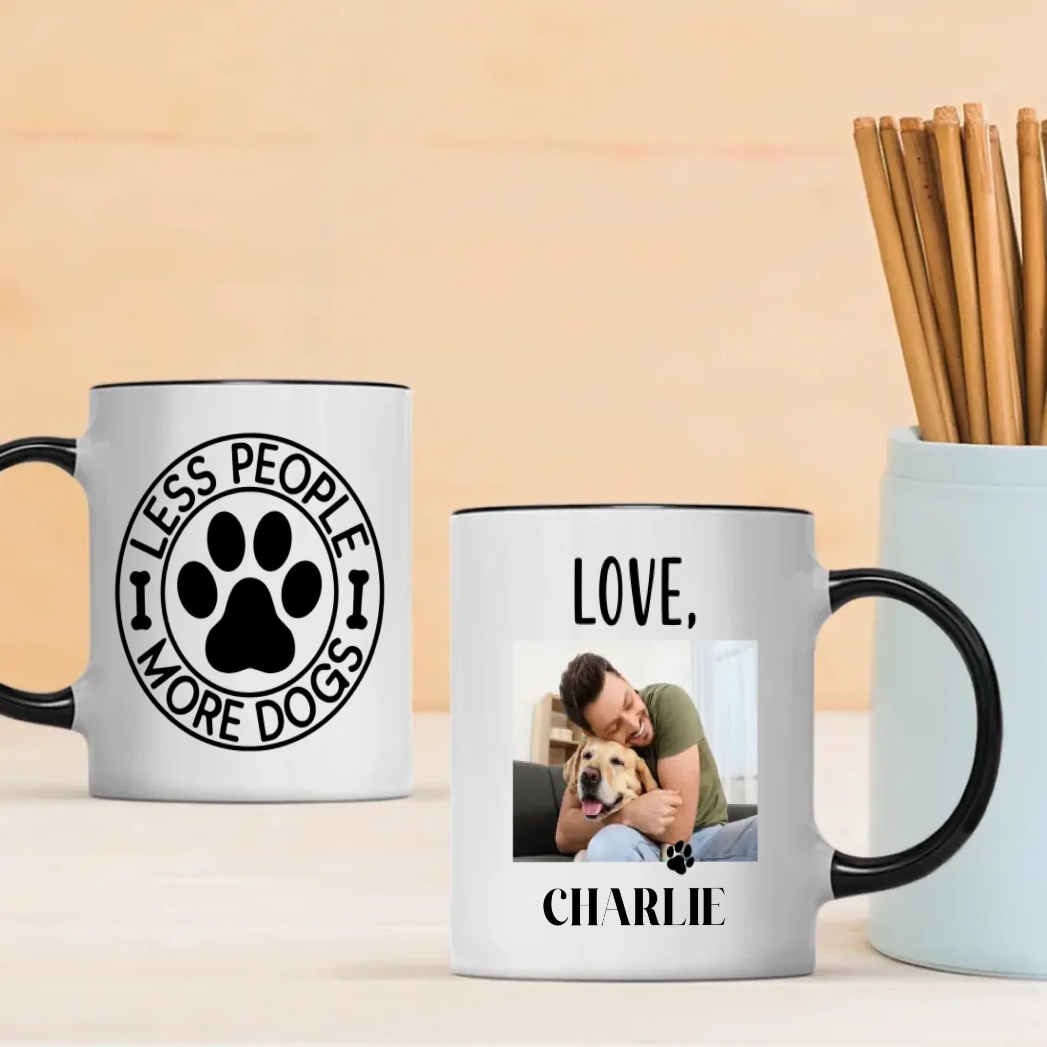 Less People More Dogs Custom Mug – Cute Personalized Mug with Your Pup’s Photo & Name – 89Prints