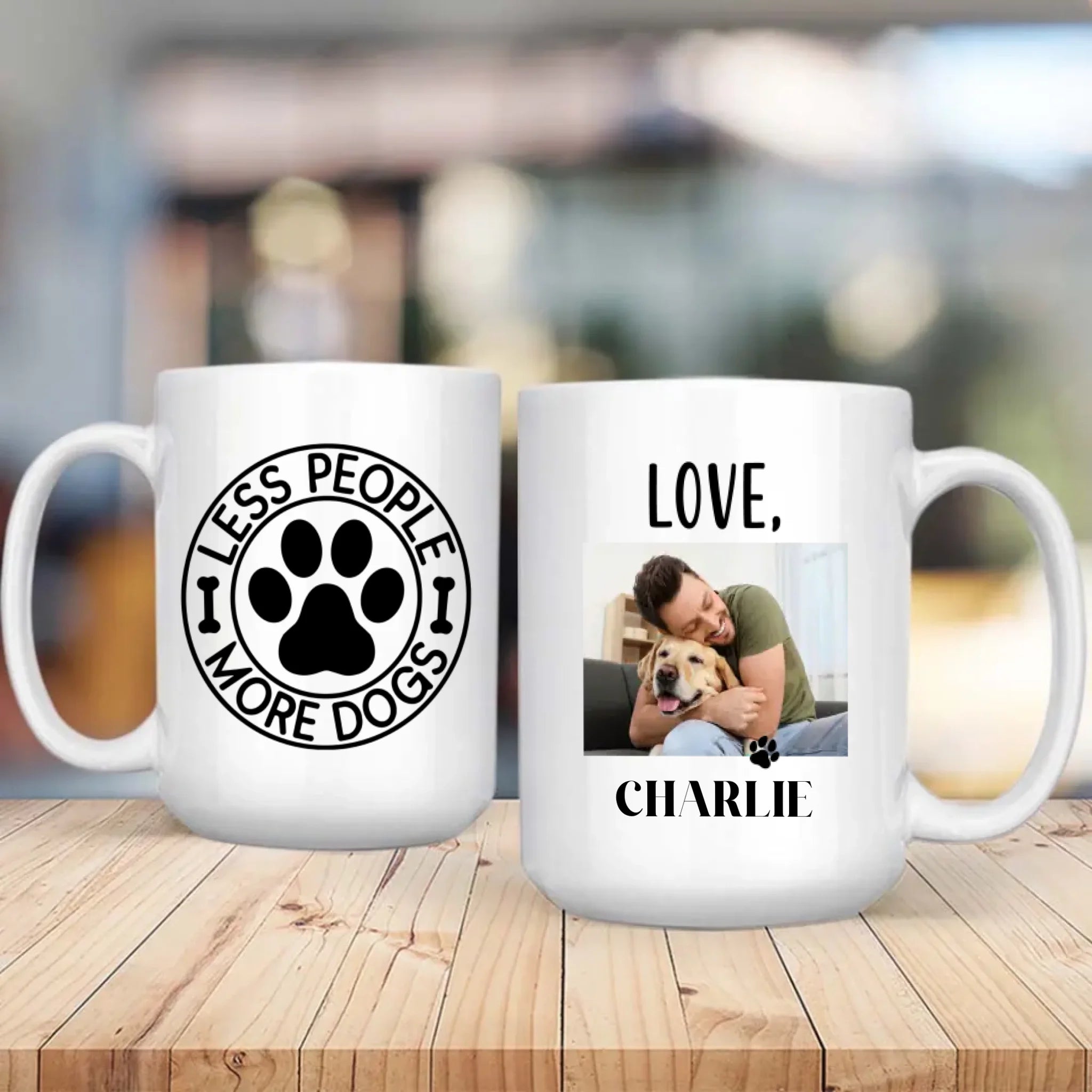 Less People More Dogs Custom Mug – Cute Personalized Mug with Your Pup’s Photo & Name – 89Prints