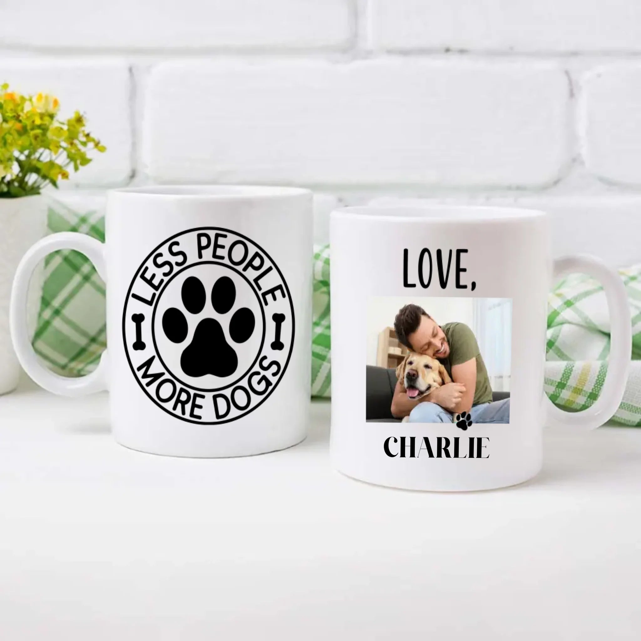 Less People More Dogs Custom Mug – Cute Personalized Mug with Your Pup’s Photo & Name – 89Prints