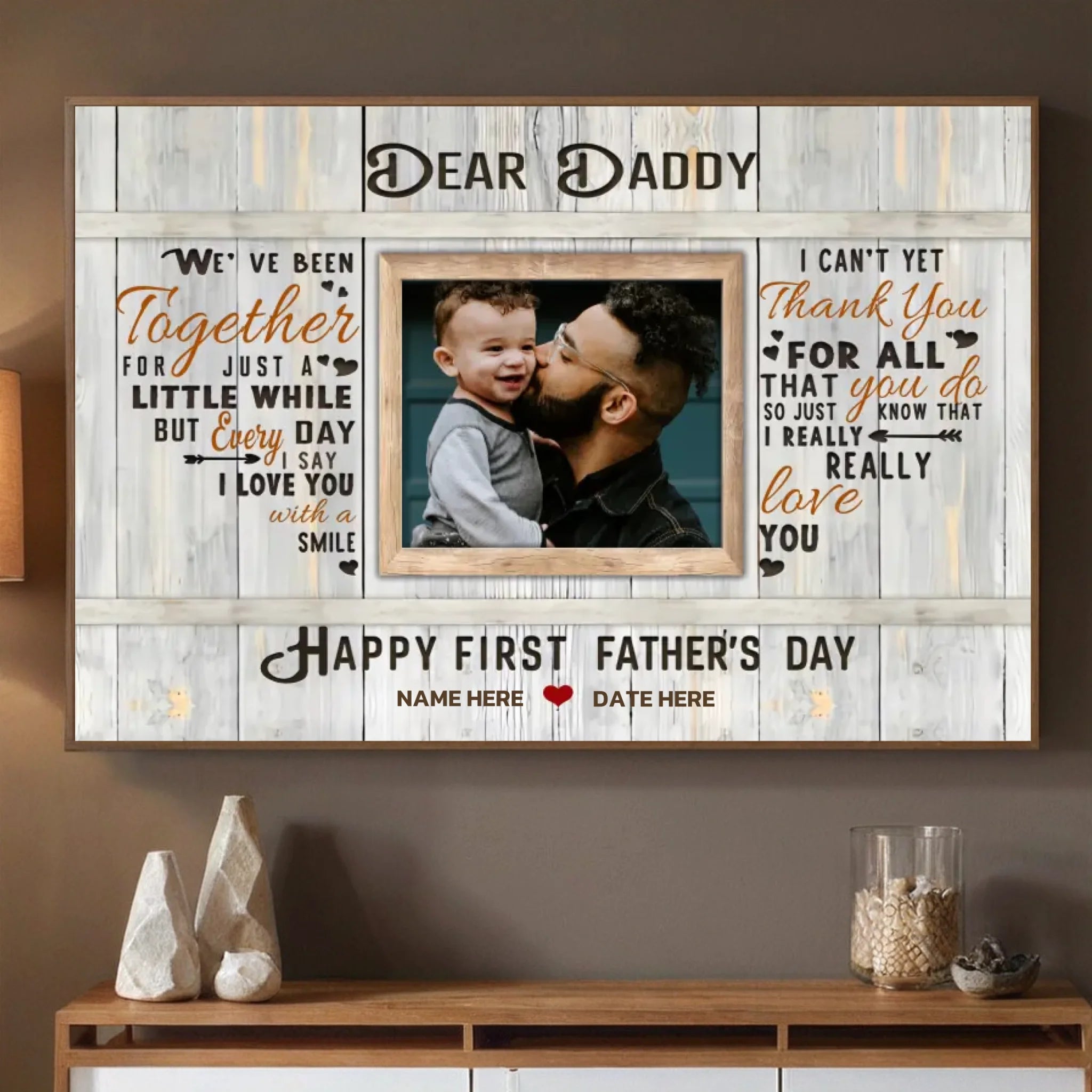 Custom Happy First Fathers Day Poster – Personalized Gift from Baby to Daddy - 89Prints