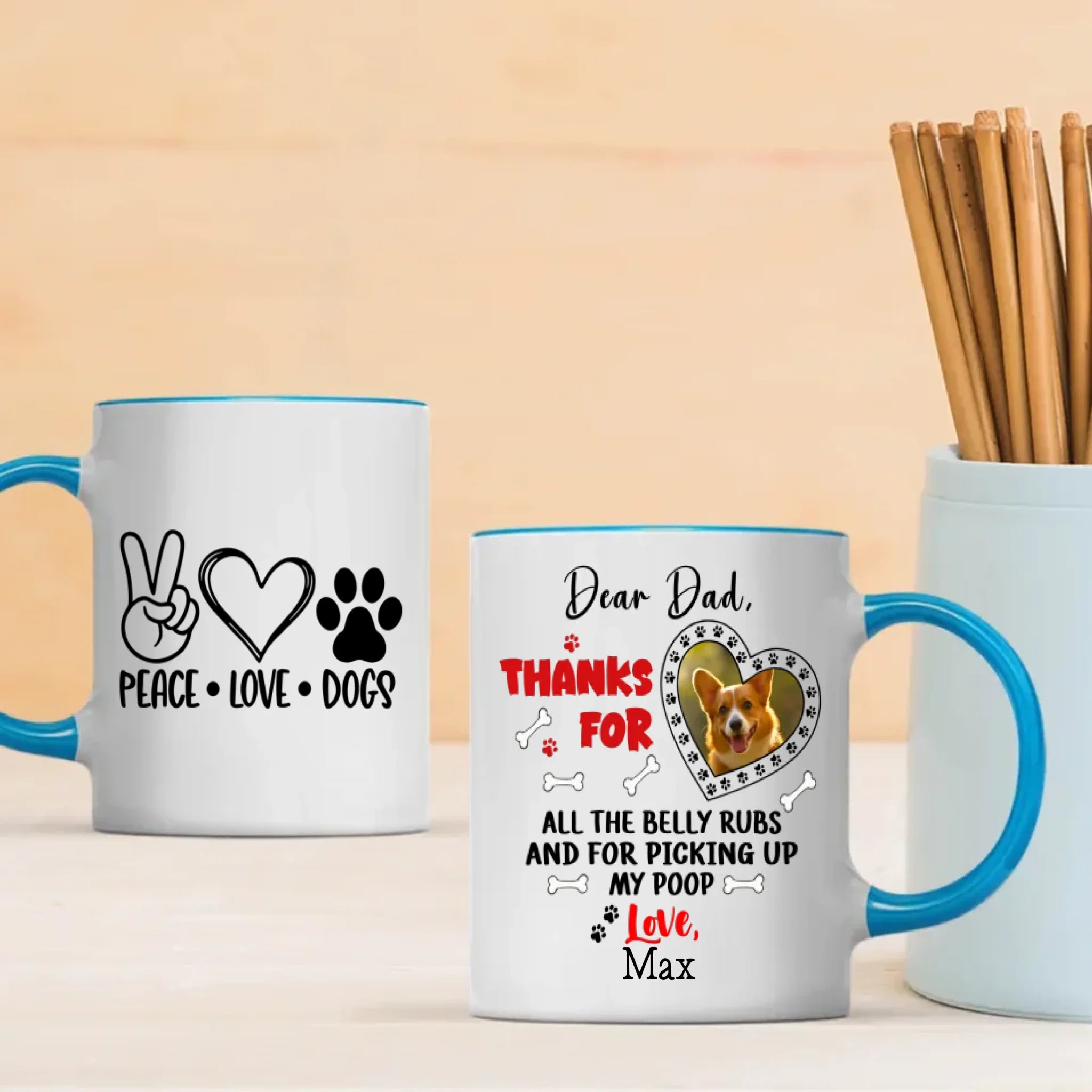 Personalized “Dear Dad, Thank You for Loving Me” Mug – Add Your Dog’s Photo & Name – 89Prints