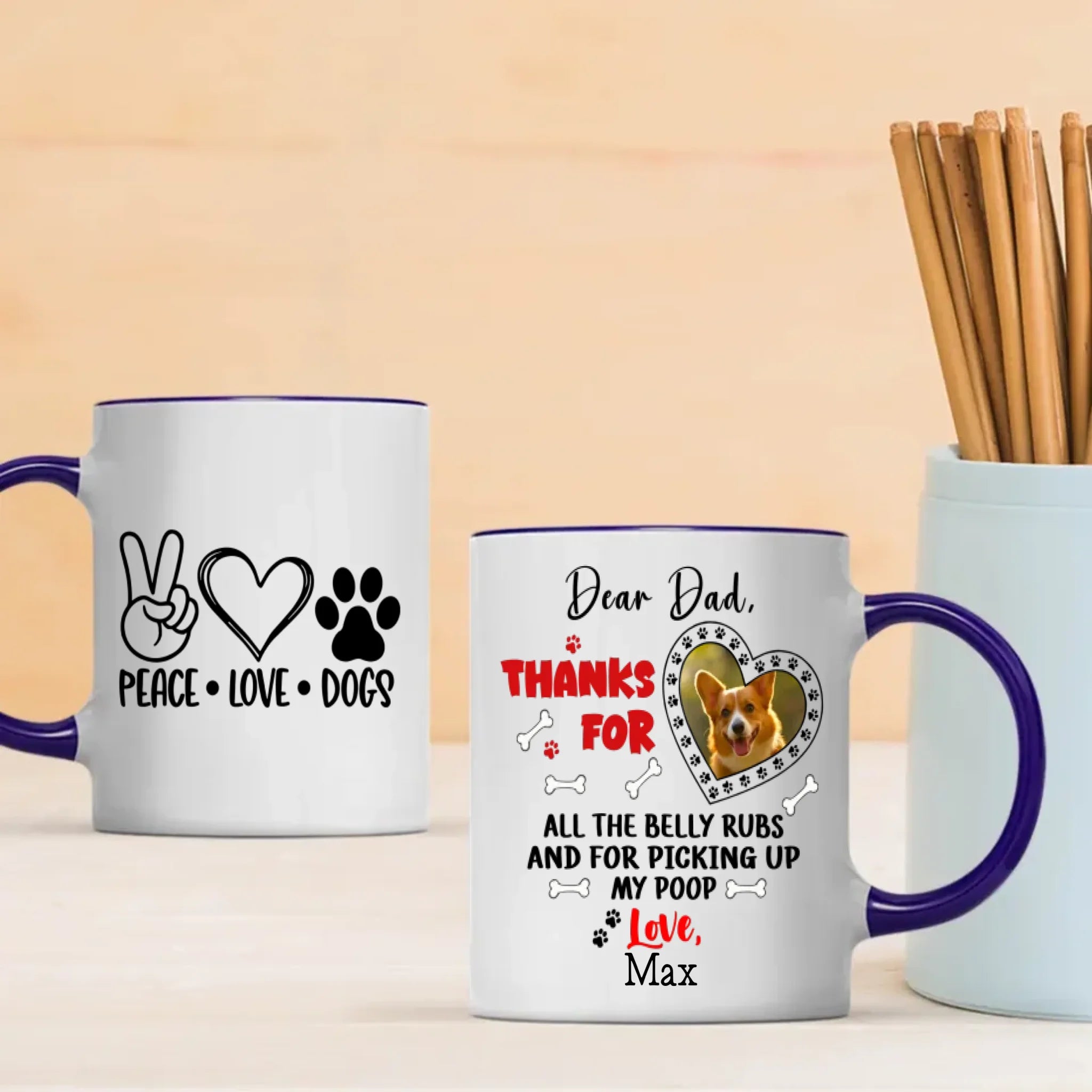 Personalized “Dear Dad, Thank You for Loving Me” Mug – Add Your Dog’s Photo & Name – 89Prints