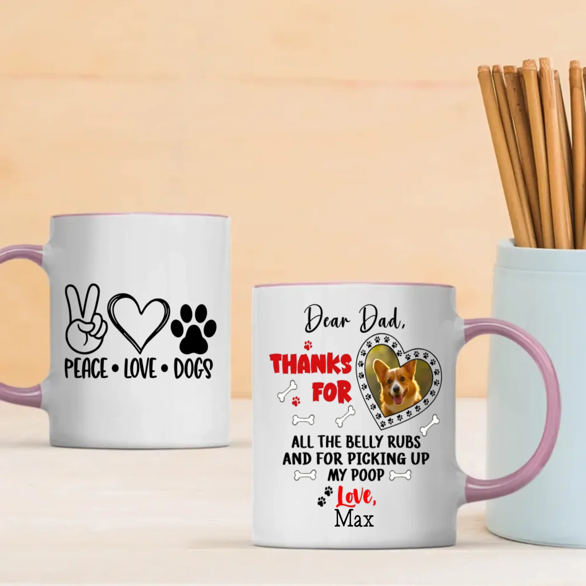 Personalized “Dear Dad, Thank You for Loving Me” Mug – Add Your Dog’s Photo & Name – 89Prints