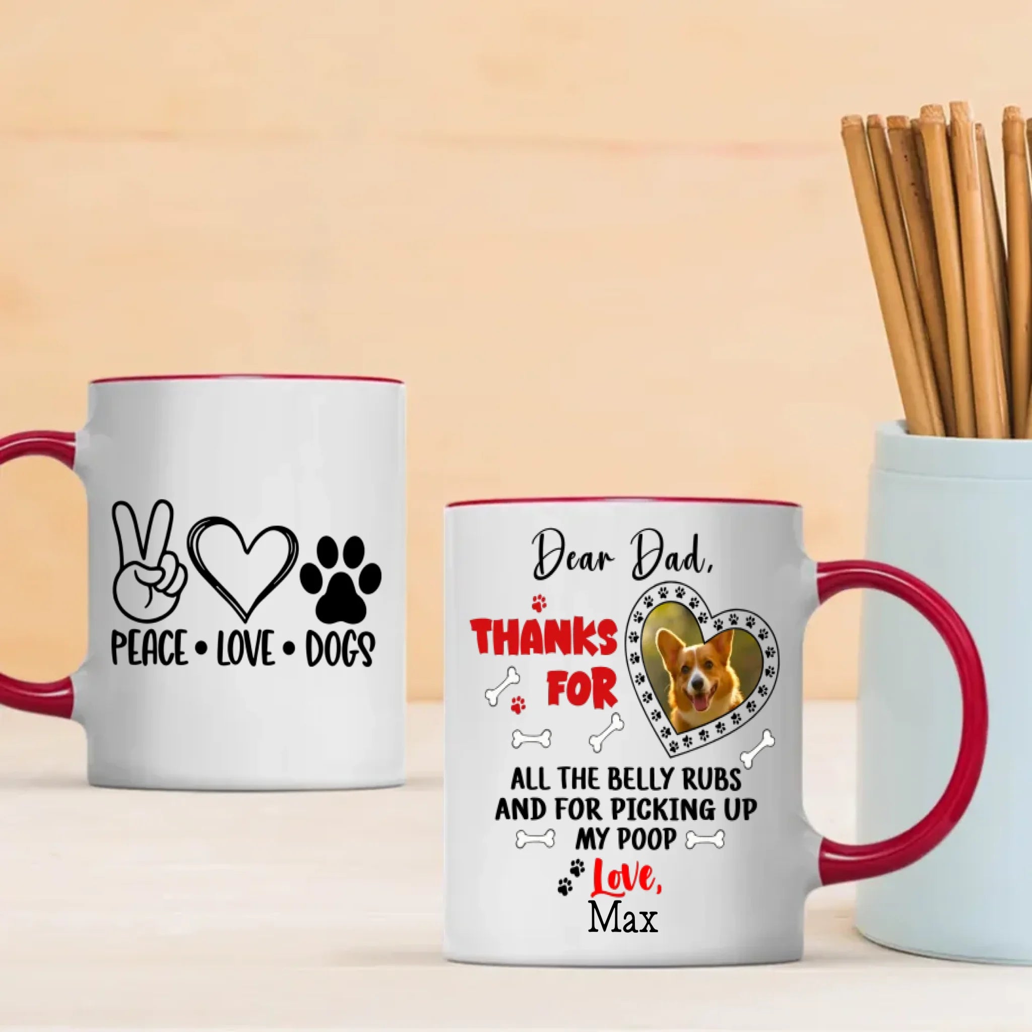 Personalized “Dear Dad, Thank You for Loving Me” Mug – Add Your Dog’s Photo & Name – 89Prints