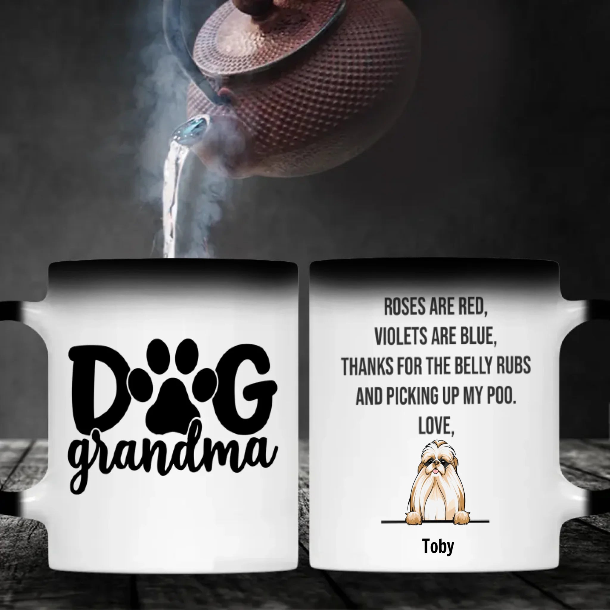 “Dog Grandma” Personalized Mug – Pick 1–3 Dogs, Add Breeds & Names – Fun Custom Gift – 89Prints