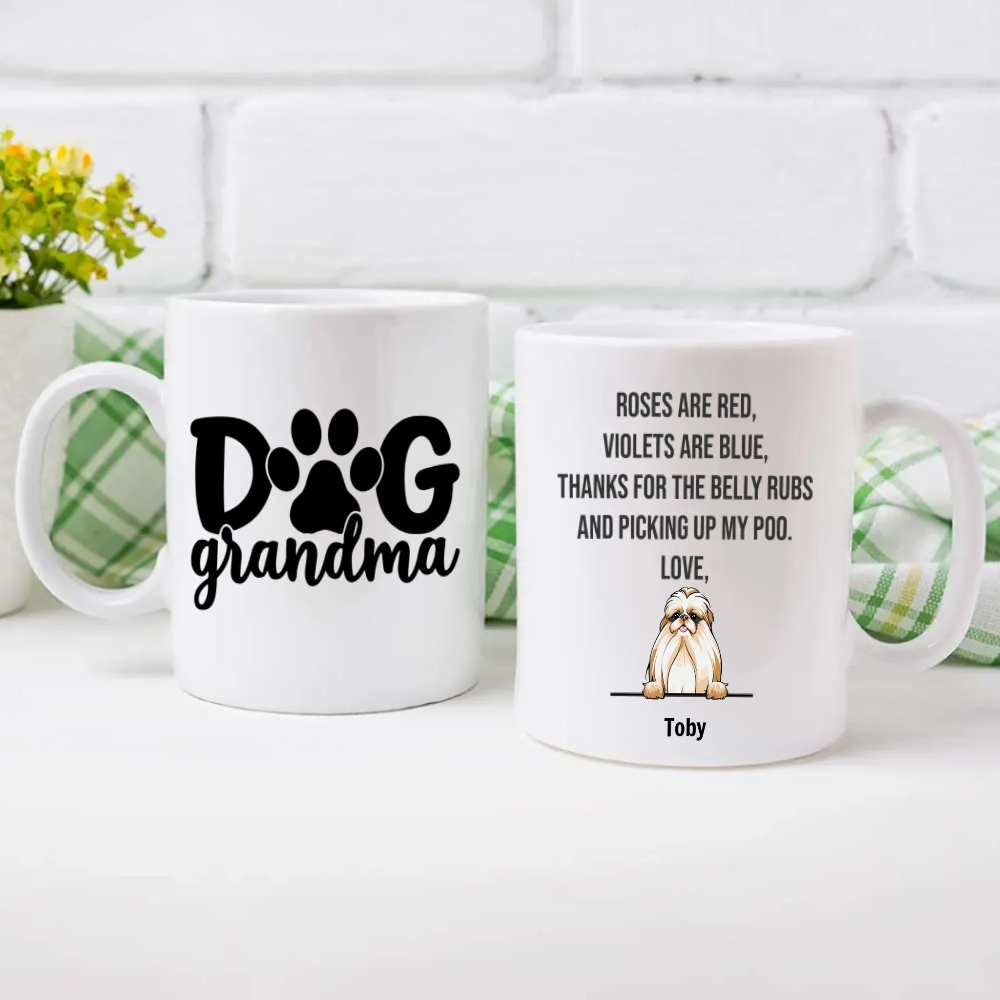 “Dog Grandma” Personalized Mug – Pick 1–3 Dogs, Add Breeds & Names – Fun Custom Gift – 89Prints
