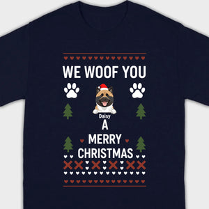 Custom Dog Christmas Shirt – We Woof You A Merry Christmas Funny Holiday Tee - 89Prints