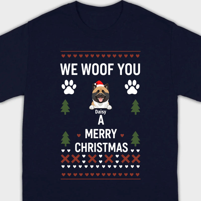 Custom Dog Christmas Shirt – We Woof You A Merry Christmas Funny Holiday Tee - 89Prints