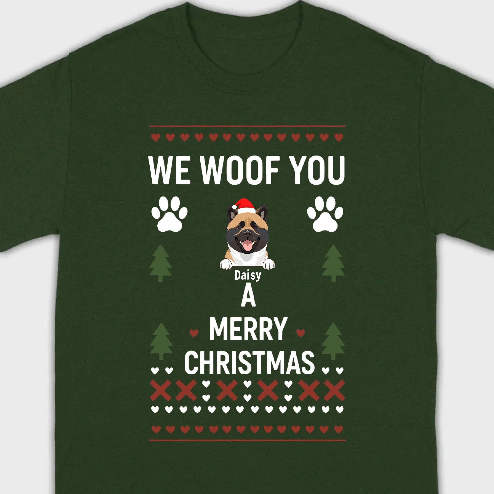 Custom Dog Christmas Shirt – We Woof You A Merry Christmas Funny Holiday Tee - 89Prints
