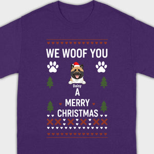 Custom Dog Christmas Shirt – We Woof You A Merry Christmas Funny Holiday Tee - 89Prints