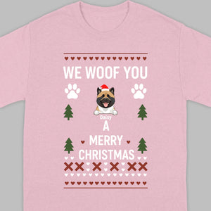 Custom Dog Christmas Shirt – We Woof You A Merry Christmas Funny Holiday Tee - 89Prints