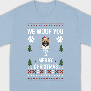 Custom Dog Christmas Shirt – We Woof You A Merry Christmas Funny Holiday Tee - 89Prints