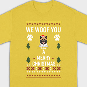 Custom Dog Christmas Shirt – We Woof You A Merry Christmas Funny Holiday Tee - 89Prints