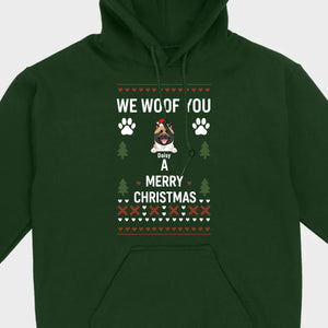 Custom Dog Christmas Shirt – We Woof You A Merry Christmas Funny Holiday Tee - 89Prints