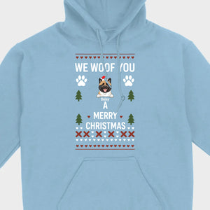 Custom Dog Christmas Shirt – We Woof You A Merry Christmas Funny Holiday Tee - 89Prints