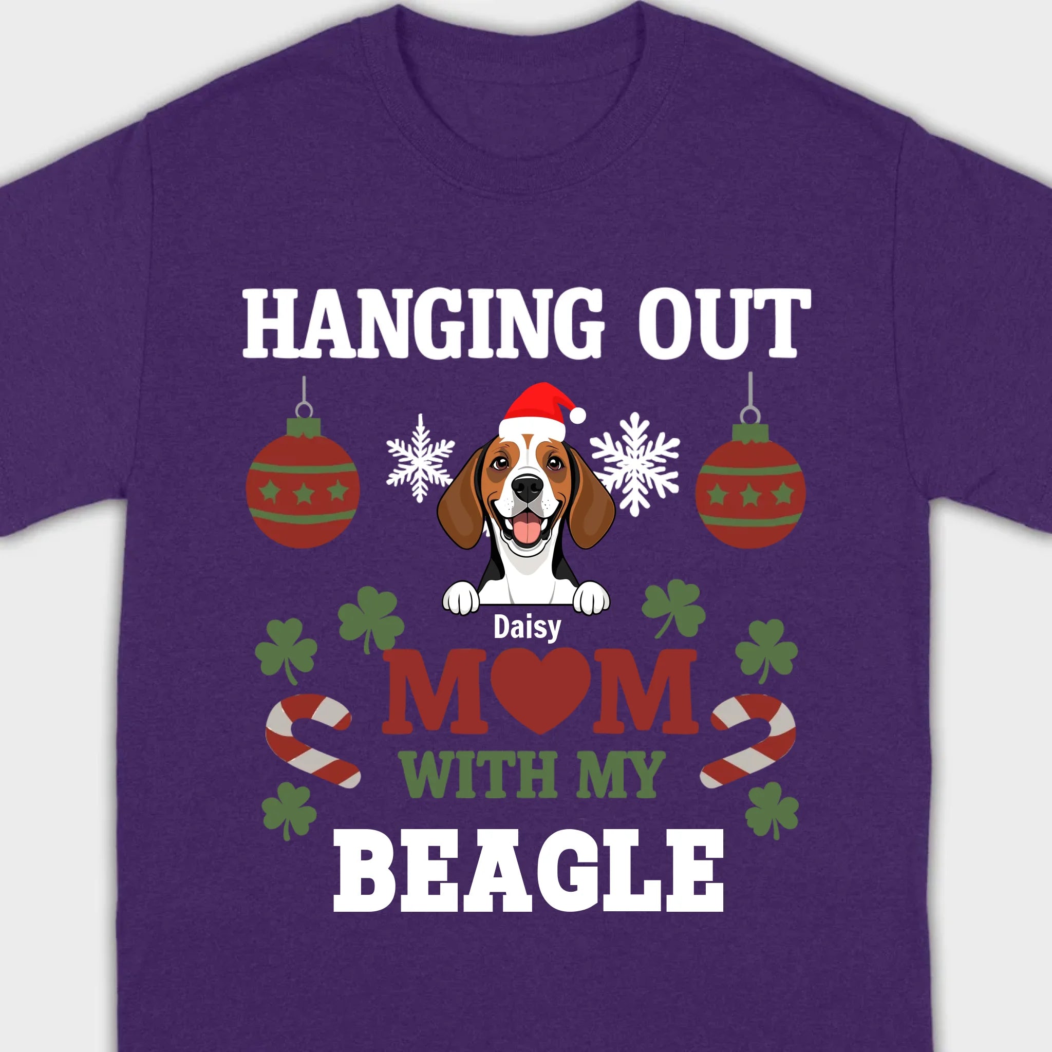 Custom Beagle Lover Tee – Hanging Out With My Beagle Christmas Shirt -89Prints