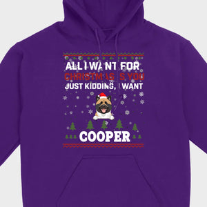 Funny Dog Christmas Shirt – All I Want For Christmas Is You, Just Kidding I Want My Dog - 89Prints