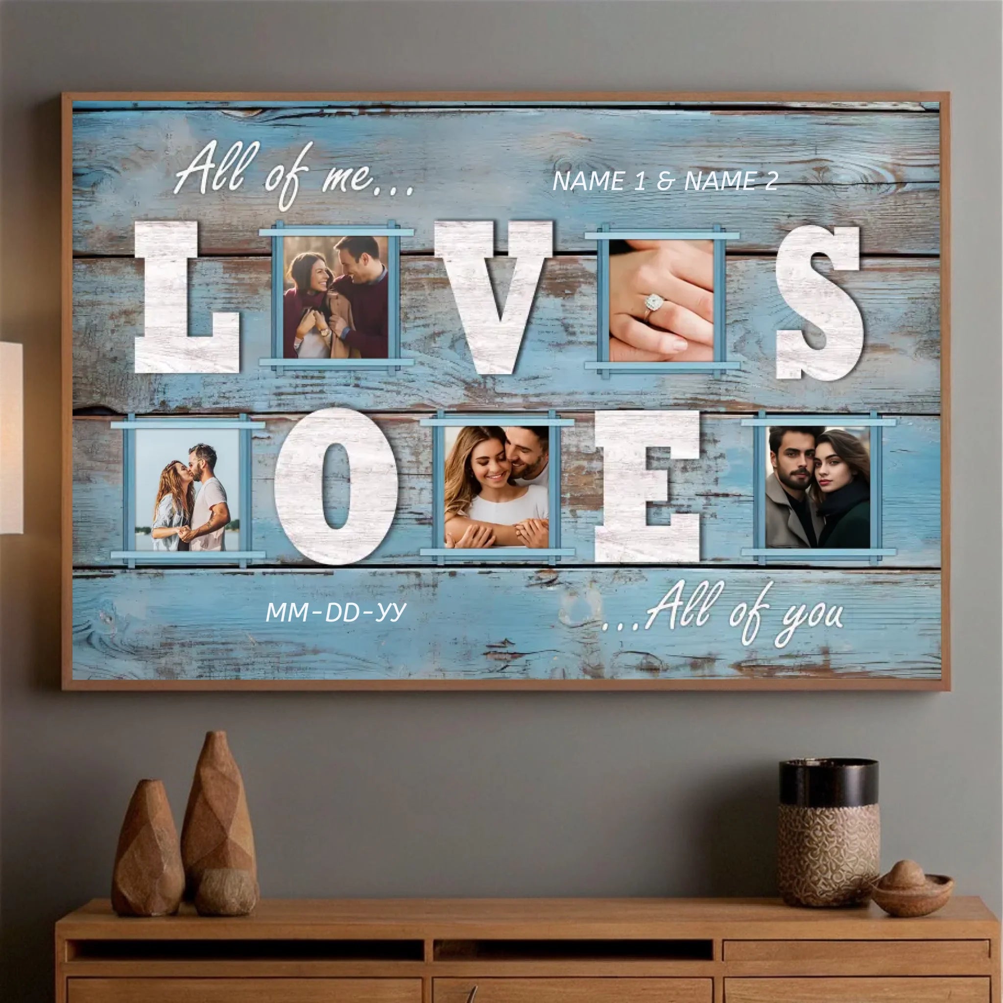 Personalized 5 Photo Collage Poster – A Custom Couple's Gift with Names and Date - 89Prints