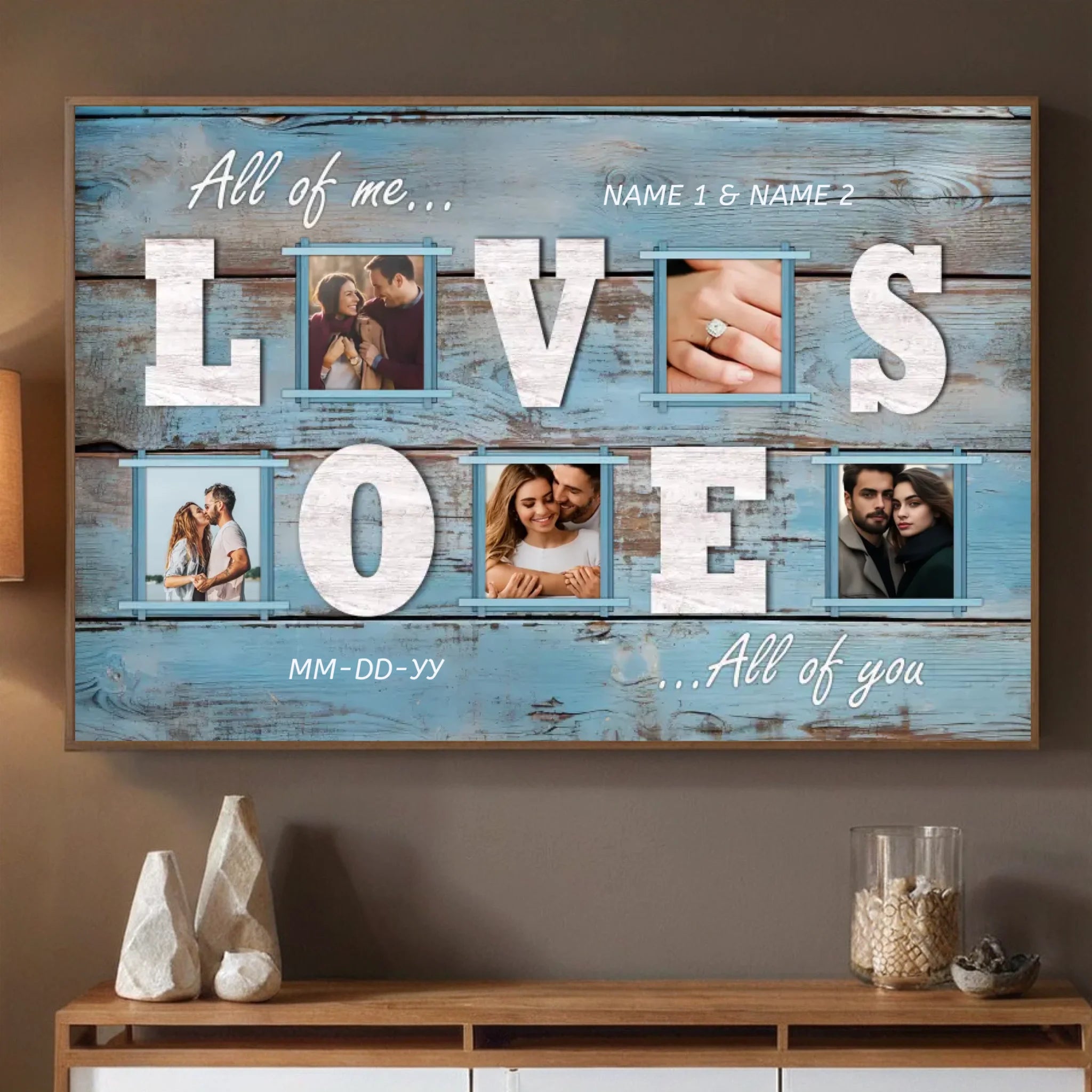 Personalized 5 Photo Collage Poster – A Custom Couple's Gift with Names and Date - 89Prints