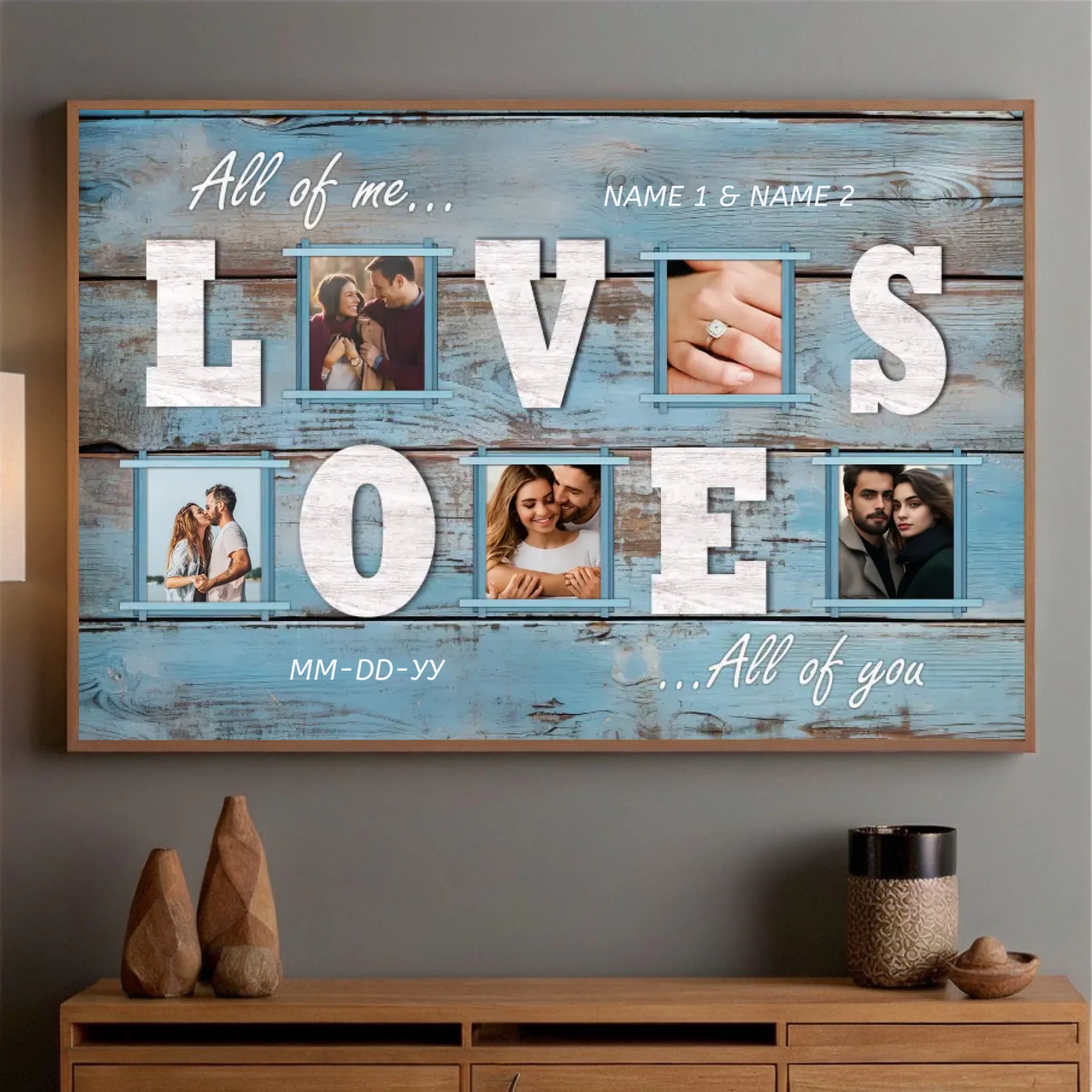 Personalized 5 Photo Collage Poster – A Custom Couple's Gift with Names and Date - 89Prints