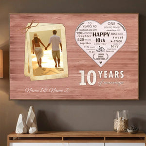 10 Years of Marriage – A Custom Anniversary Poster with Photos and Names - 89Prints