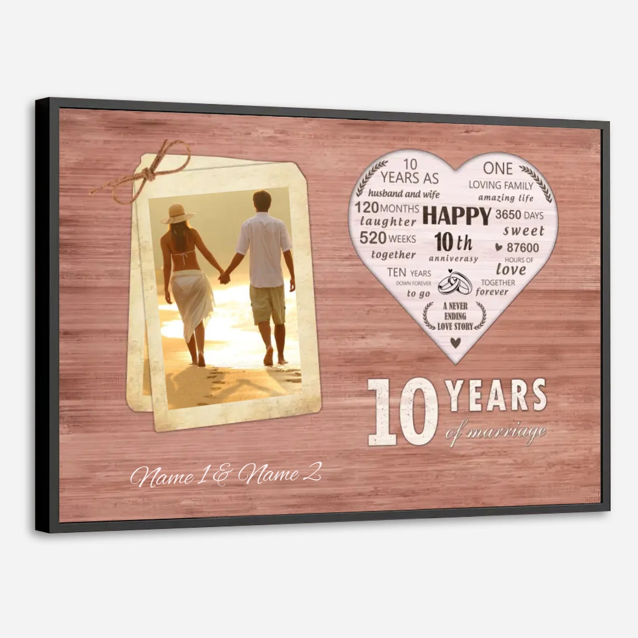 10 Years of Marriage – A Custom Anniversary Poster with Photos and Names - 89Prints