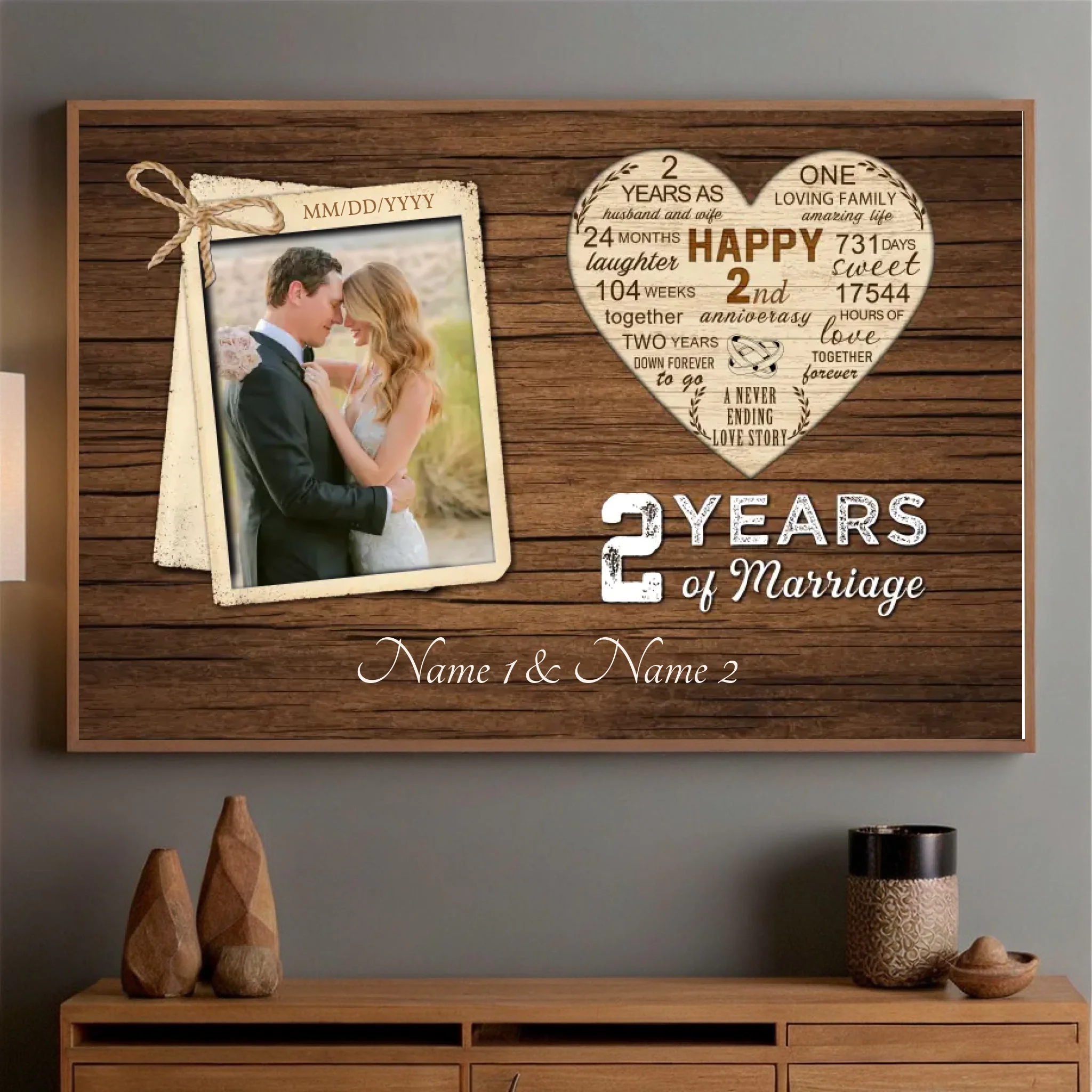 Custom 2 Year Anniversary Art – A Beautiful Memory Keepsake - 89Prints
