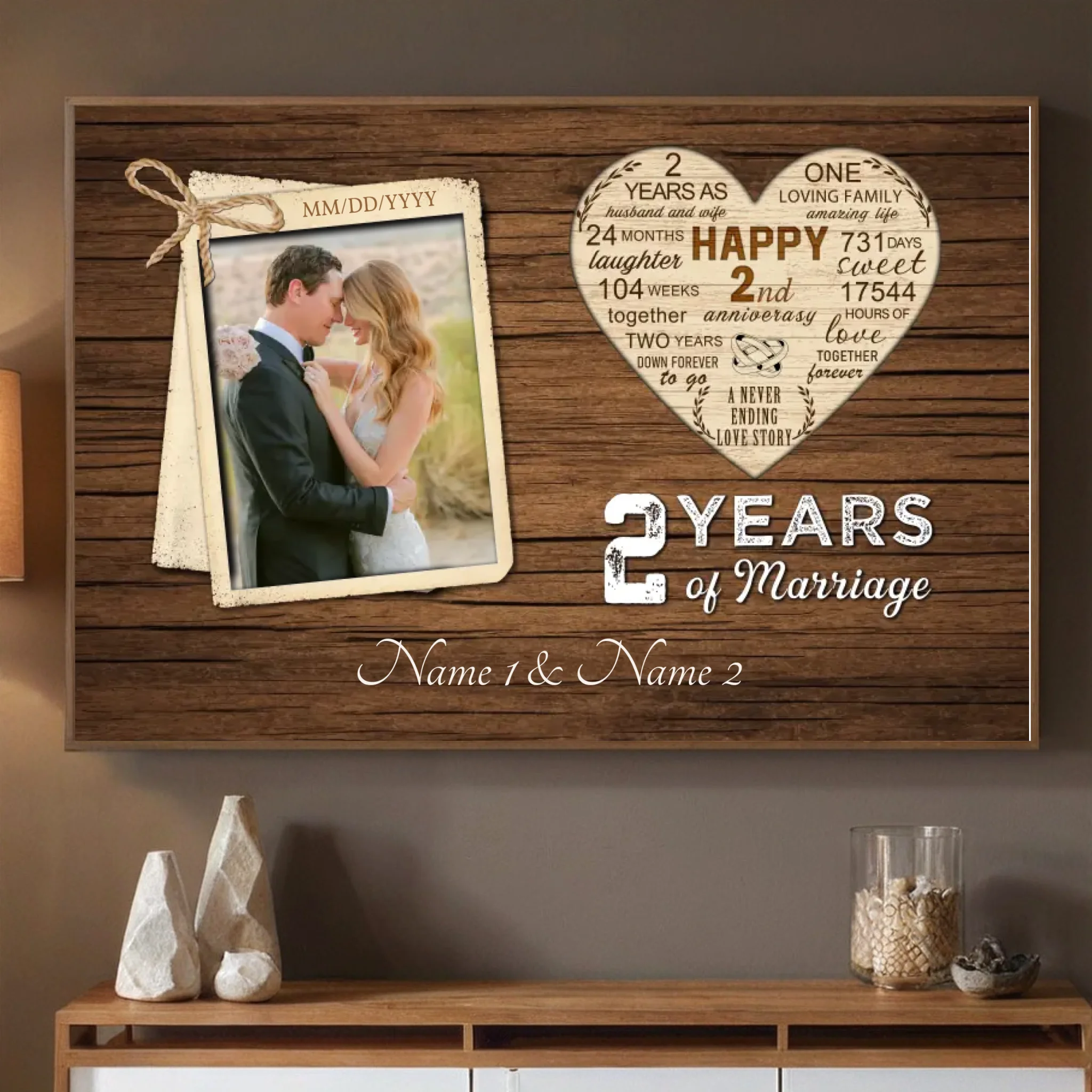 Custom 2 Year Anniversary Art – A Beautiful Memory Keepsake - 89Prints
