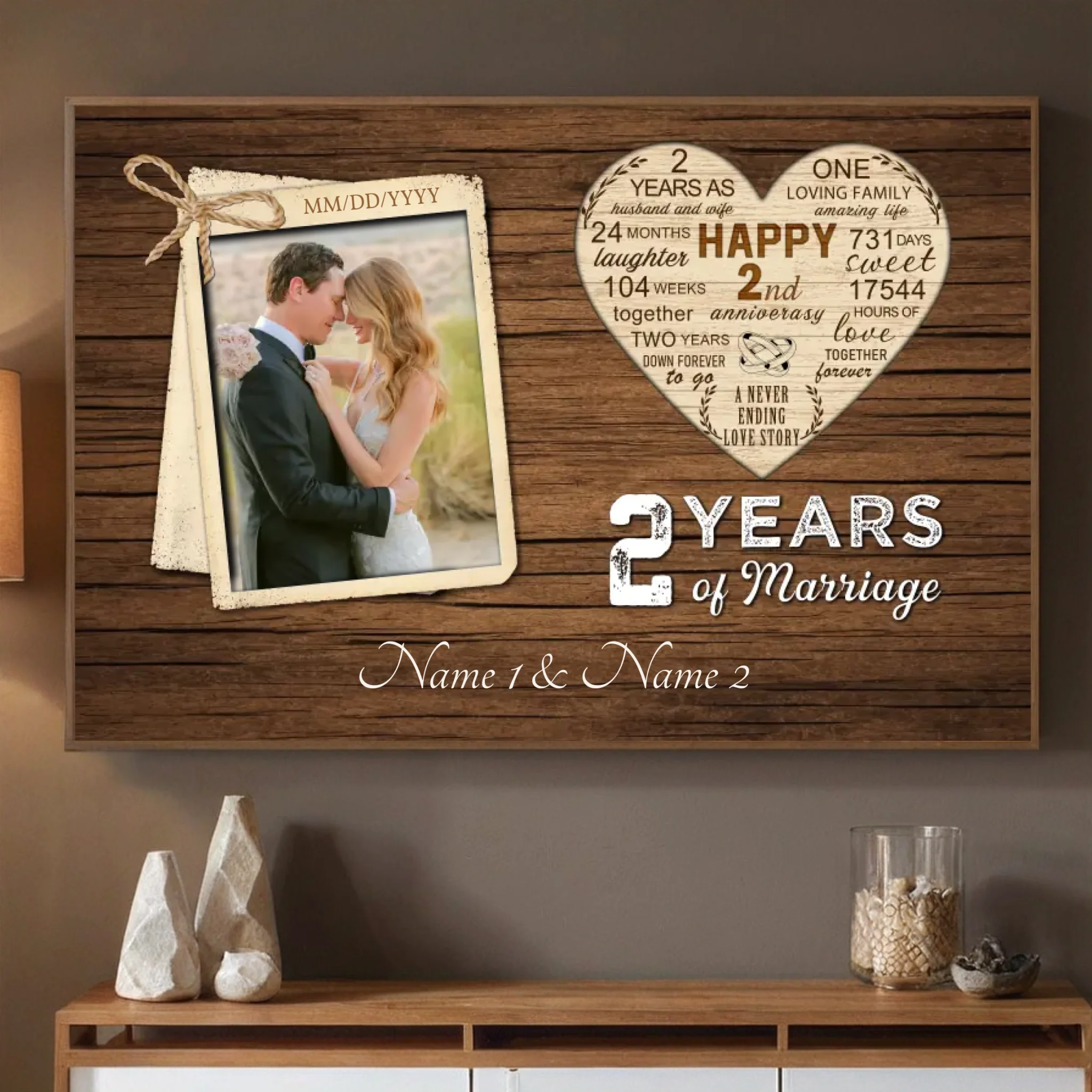 Custom 2 Year Anniversary Art – A Beautiful Memory Keepsake - 89Prints