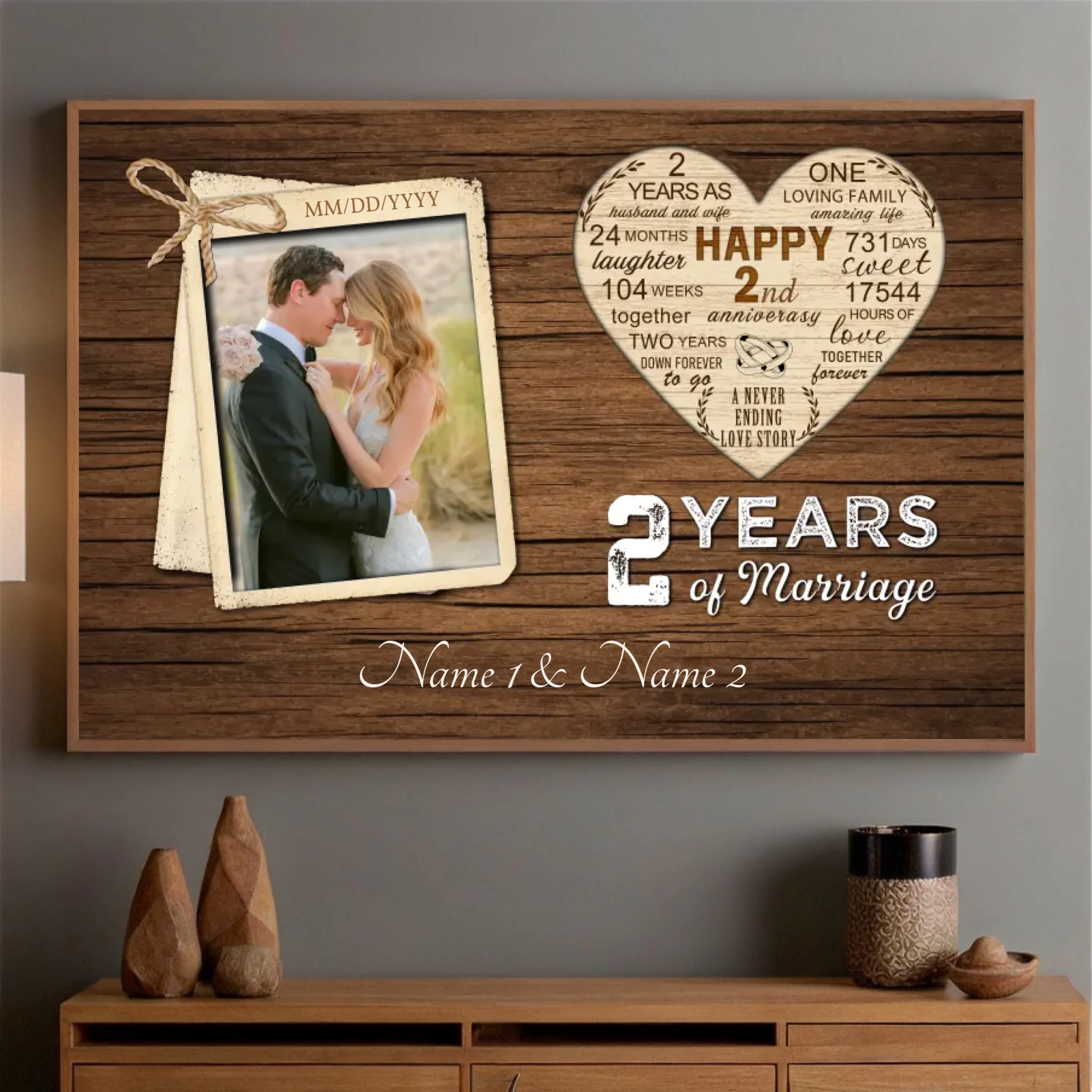 Custom 2 Year Anniversary Art – A Beautiful Memory Keepsake - 89Prints