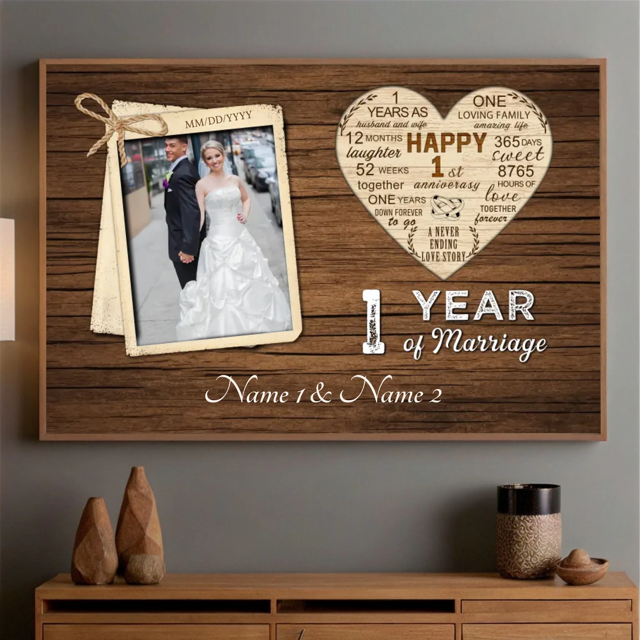 One Year of Love – A Custom 1st Anniversary Gift with Heart - 89Prints