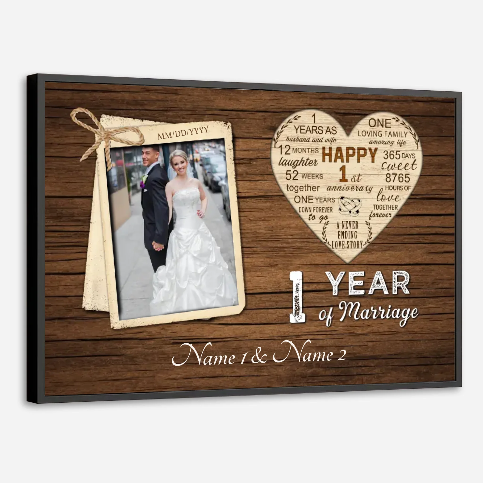 One Year of Love – A Custom 1st Anniversary Gift with Heart - 89Prints