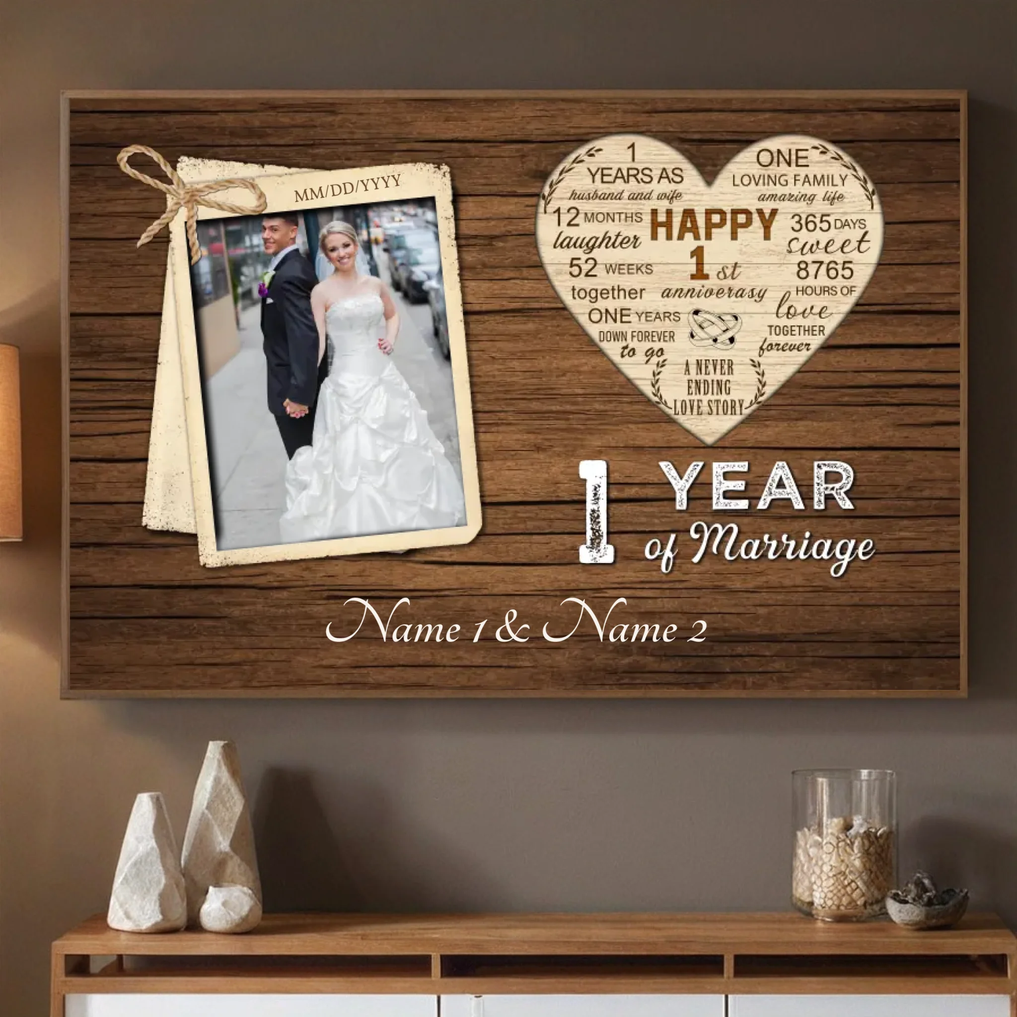One Year of Love – A Custom 1st Anniversary Gift with Heart - 89Prints
