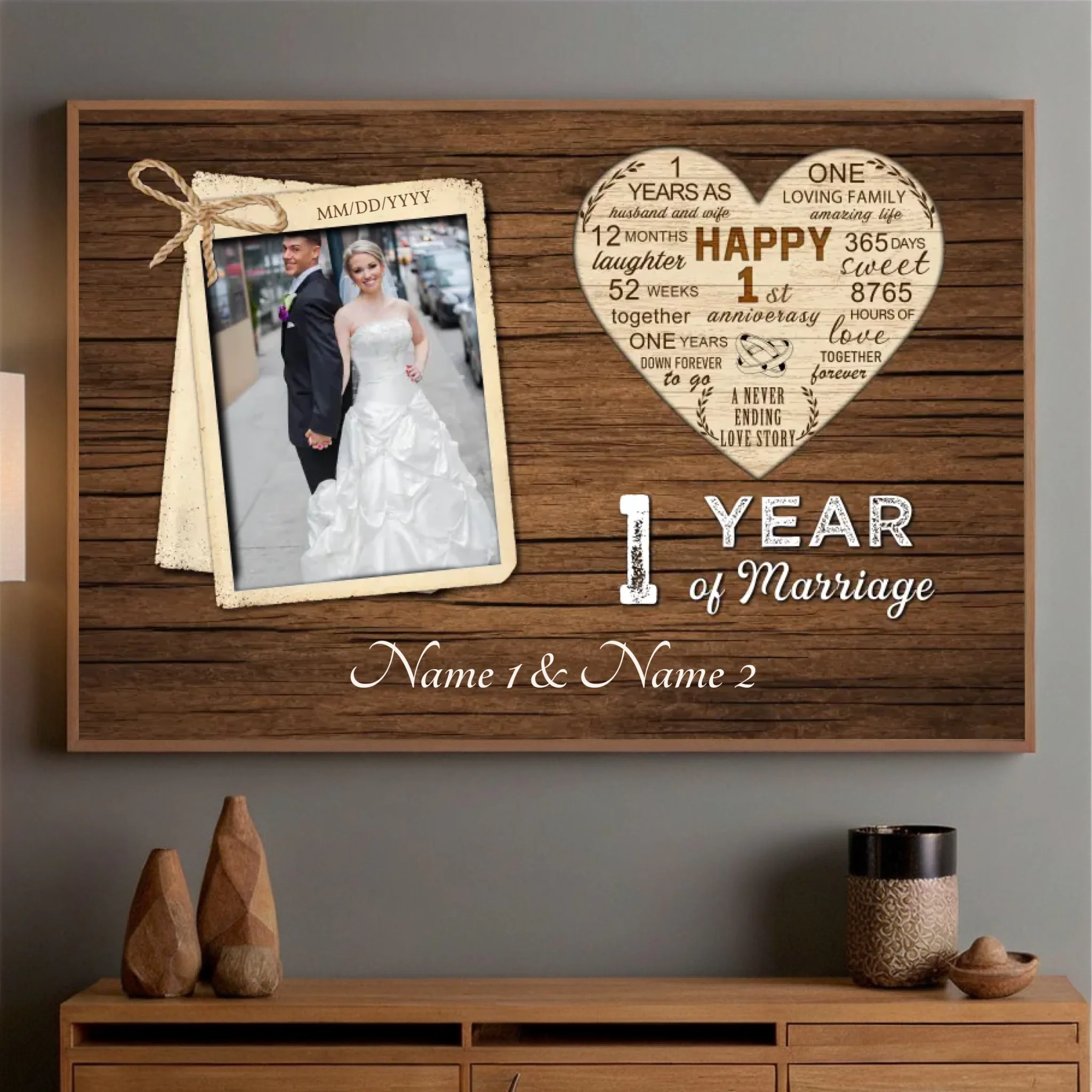 One Year of Love – A Custom 1st Anniversary Gift with Heart - 89Prints
