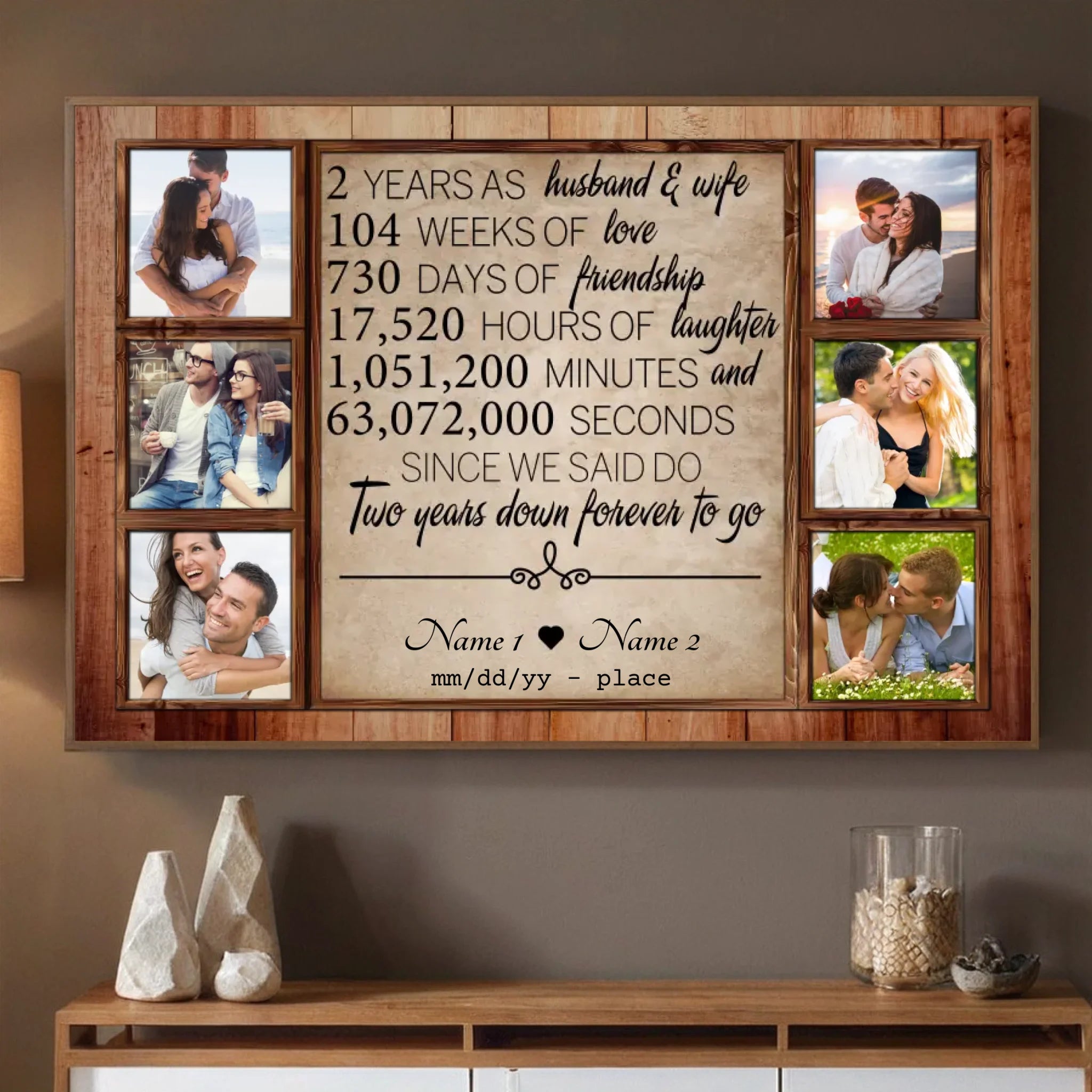 Personalized 2nd Anniversary Poster – Celebrate Two Years of Love and Memories - 89Prints