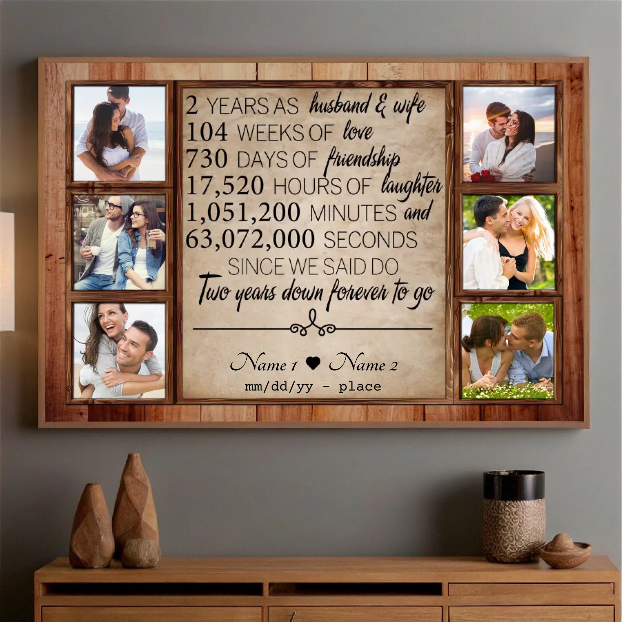 Personalized 2nd Anniversary Poster – Celebrate Two Years of Love and Memories - 89Prints