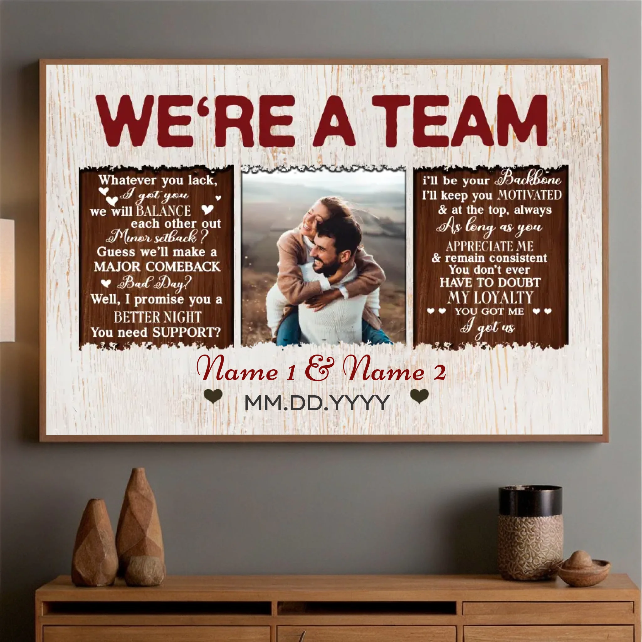 Custom Wedding Poster: “We’re a Team, Always and Forever” – A Unique Couple Gift by 89Prints